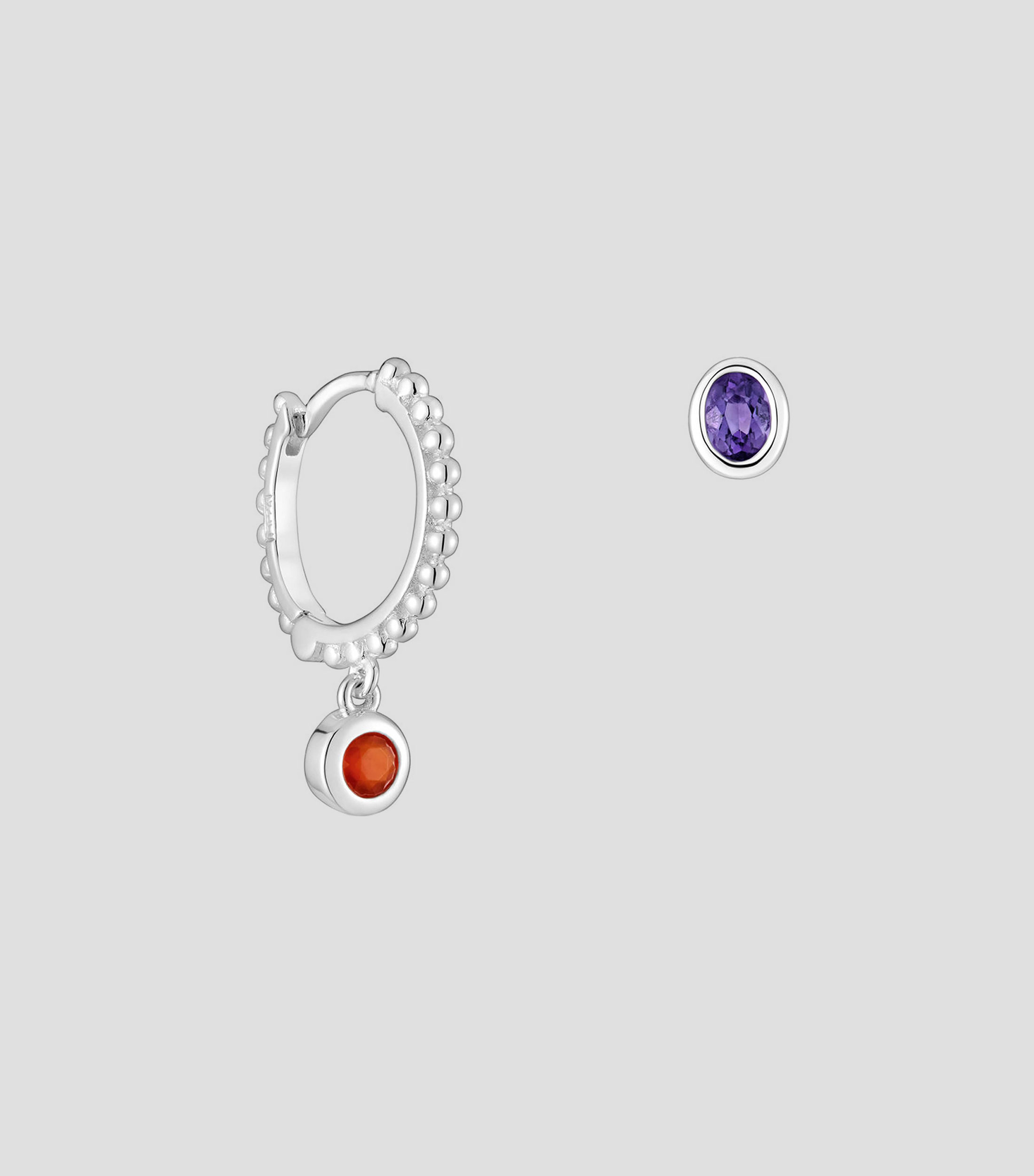 Set de 2 aretes individuales en plata de ley .925 Basic Colors Mujer