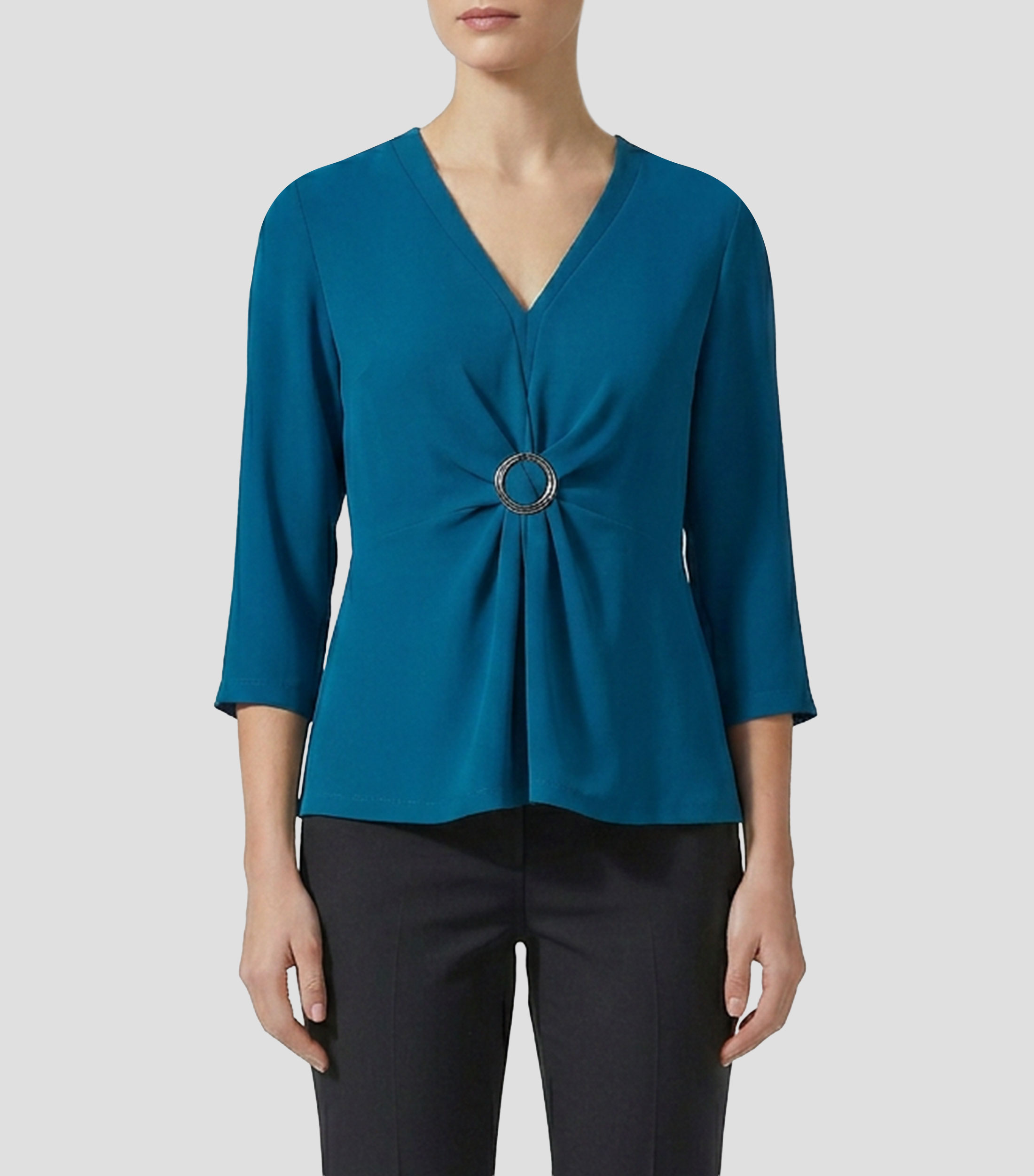 Blusa lisa manga larga Mujer