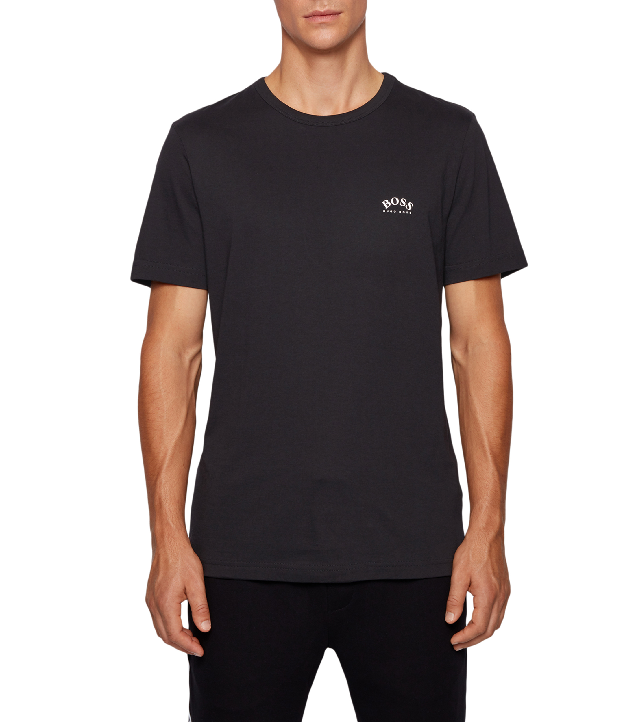 Camiseta BOSS Hombre Algodón Orgánico - Corte Clásico, Cuello Redondo, Logo Bordado, Color Negro Talla M