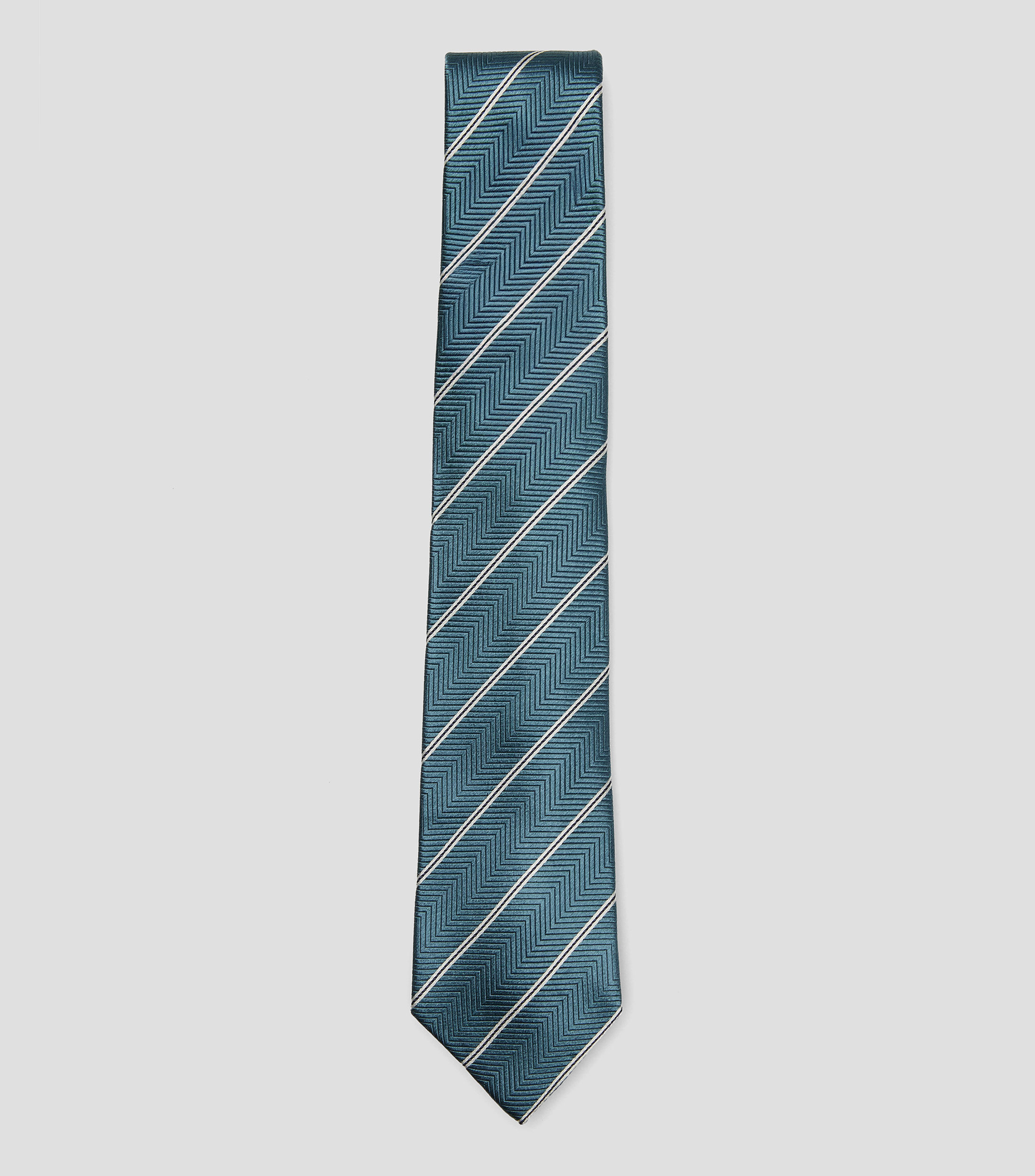 Corbata ancha en seda azul con rayas Torino
