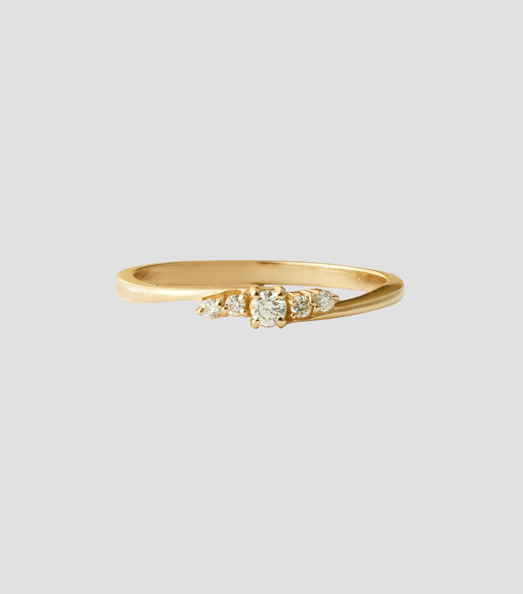 Anillo solitario en oro amarillo de 14 kilates con diamantes Mujer