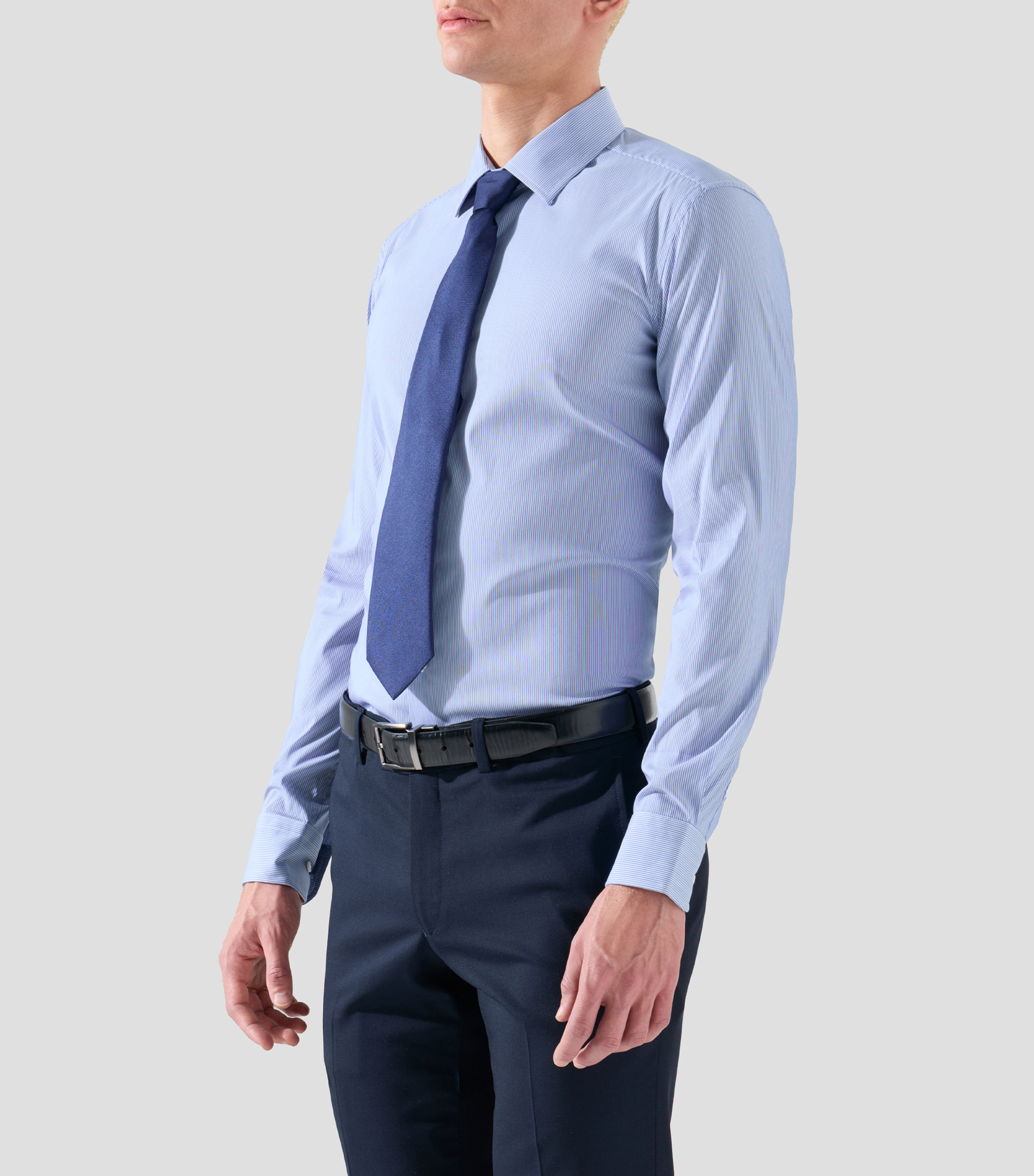 Camisa de vestir con lineas de manga larga Hombre