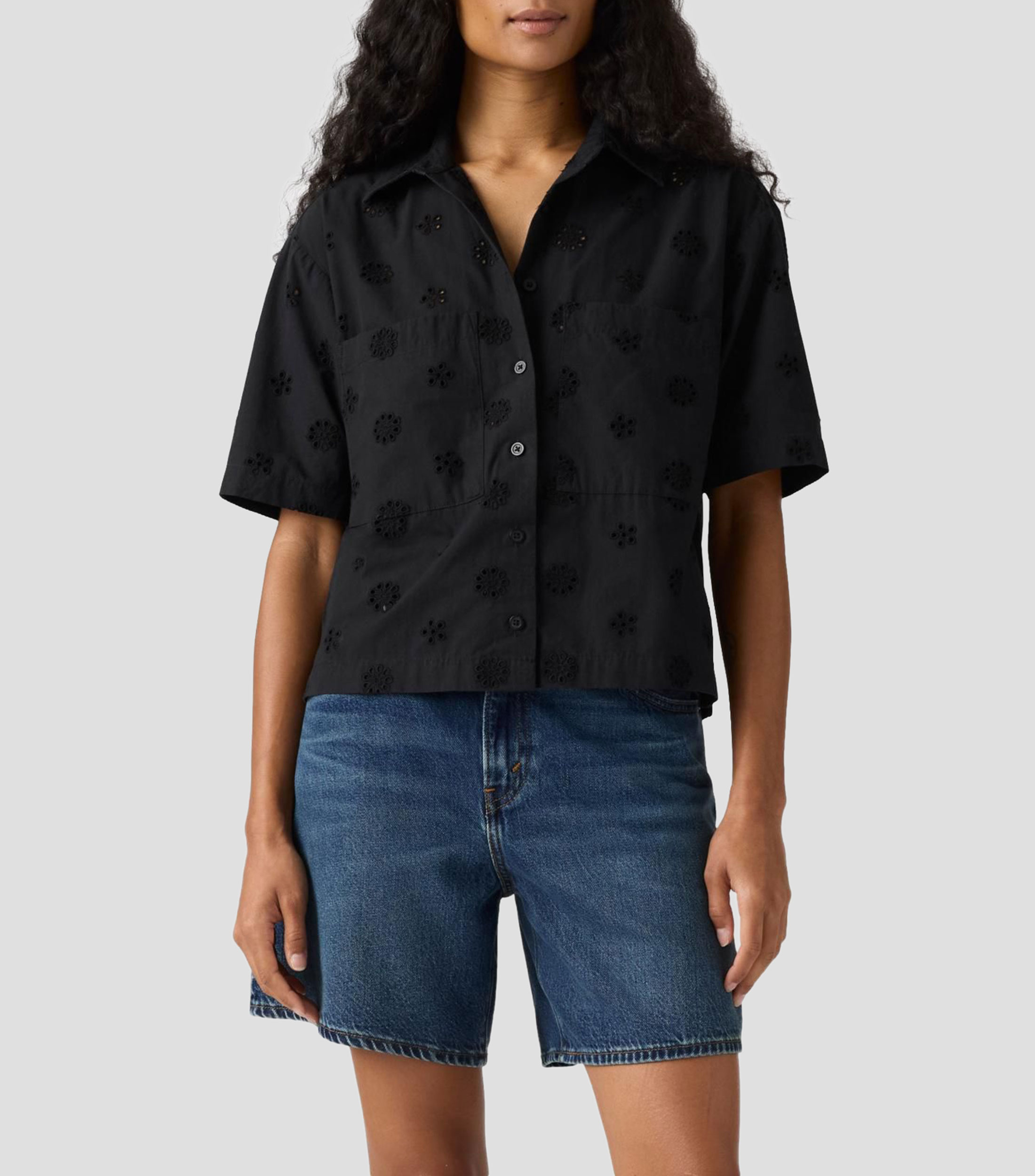 Camisa liso manga corta Mujer