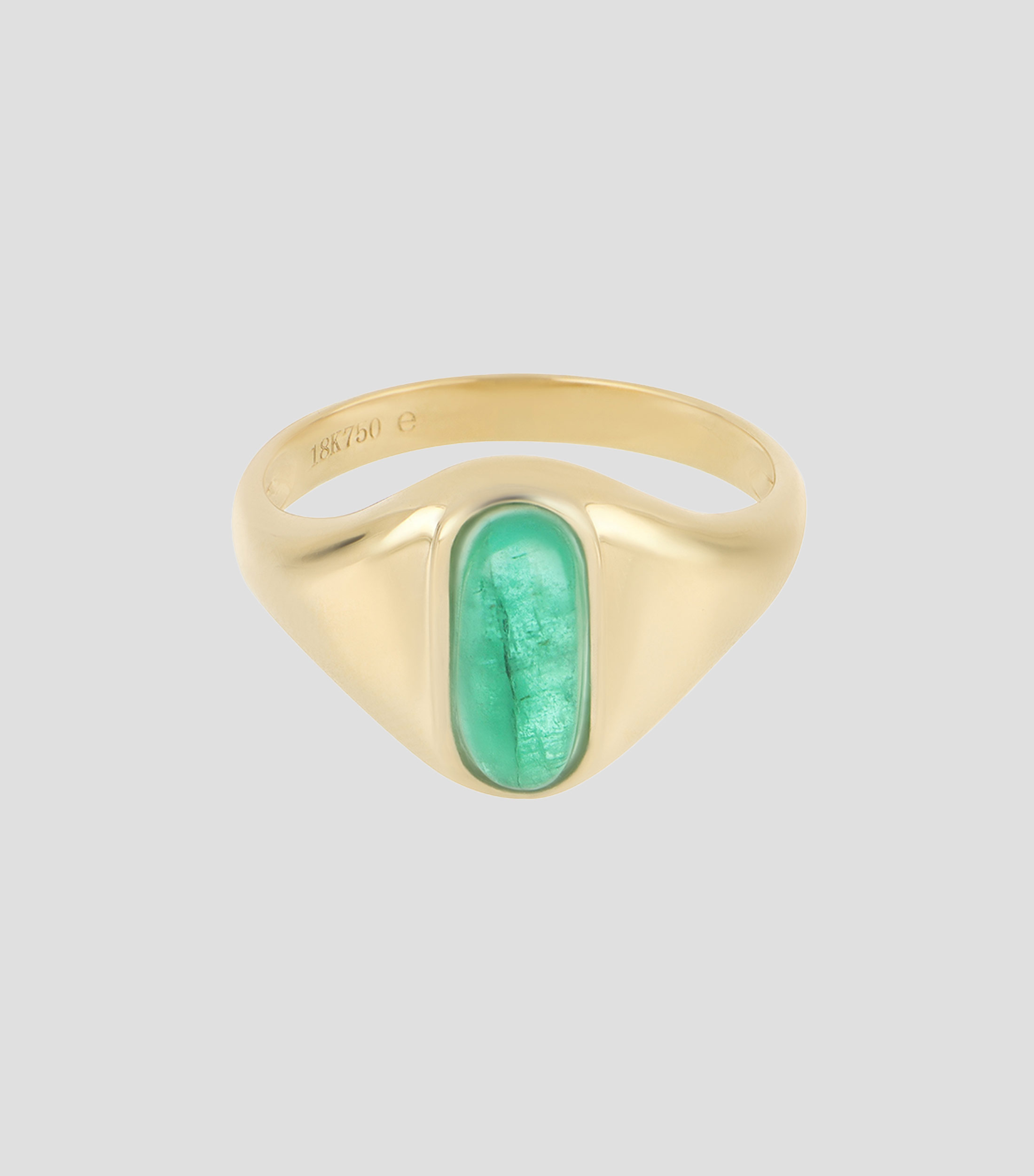 Anillo en oro amarillo de 18 kilates con esmeralda Mujer
