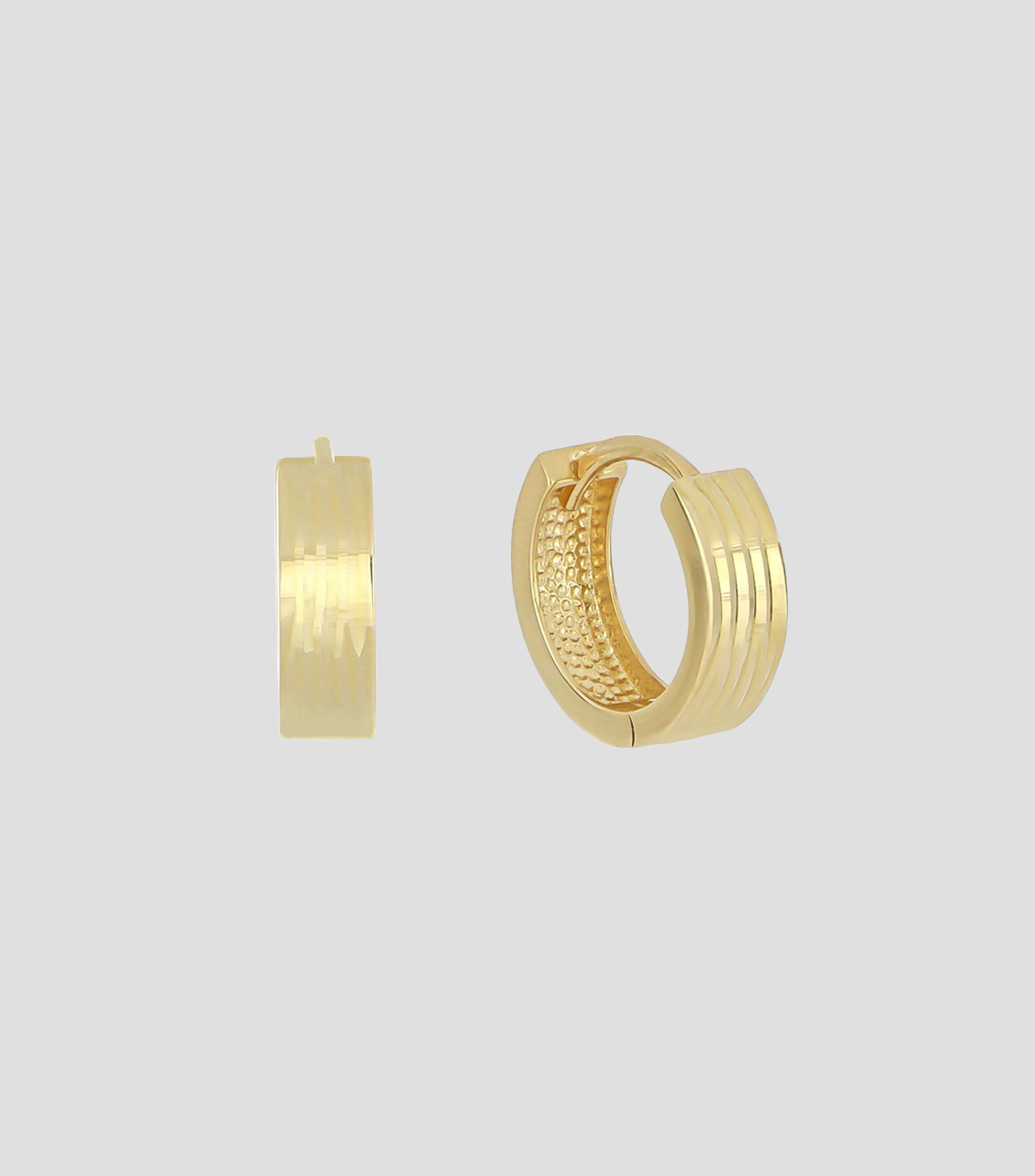Aretes Dinasti Huggies Lines en oro de 14 kilates Mujer