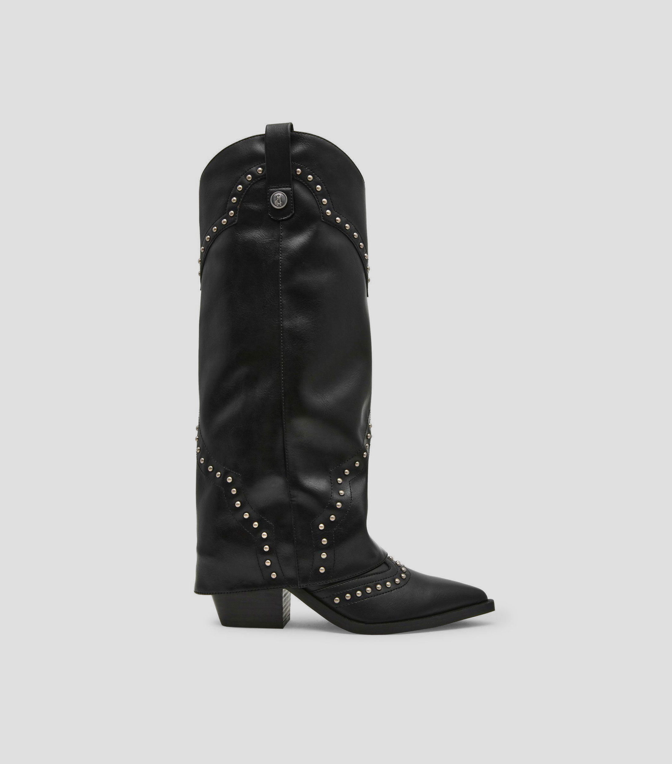 Botas largas con tacón bajo cuadrado Mujer