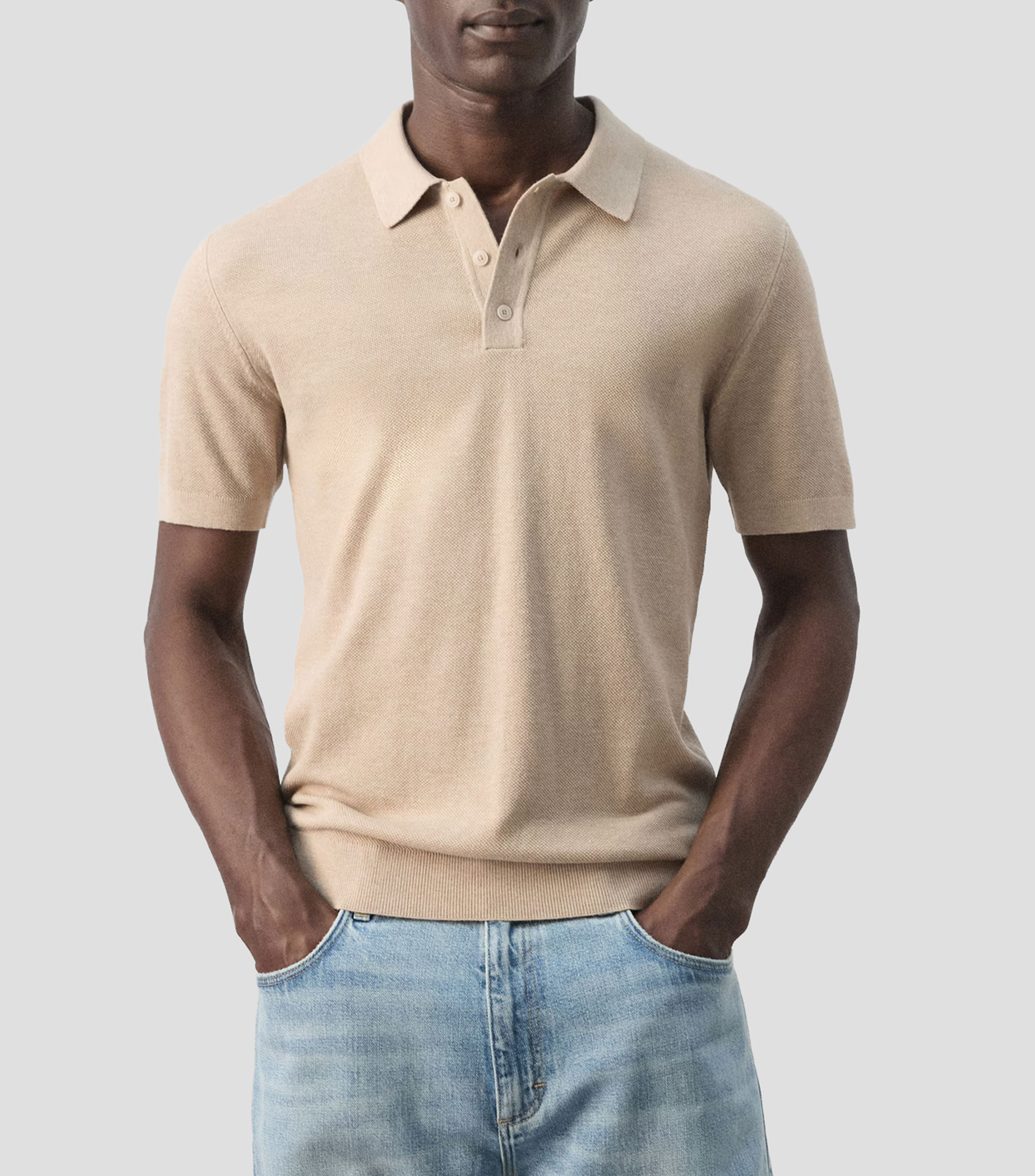 Playera tipo polo manga corta lisa Hombre