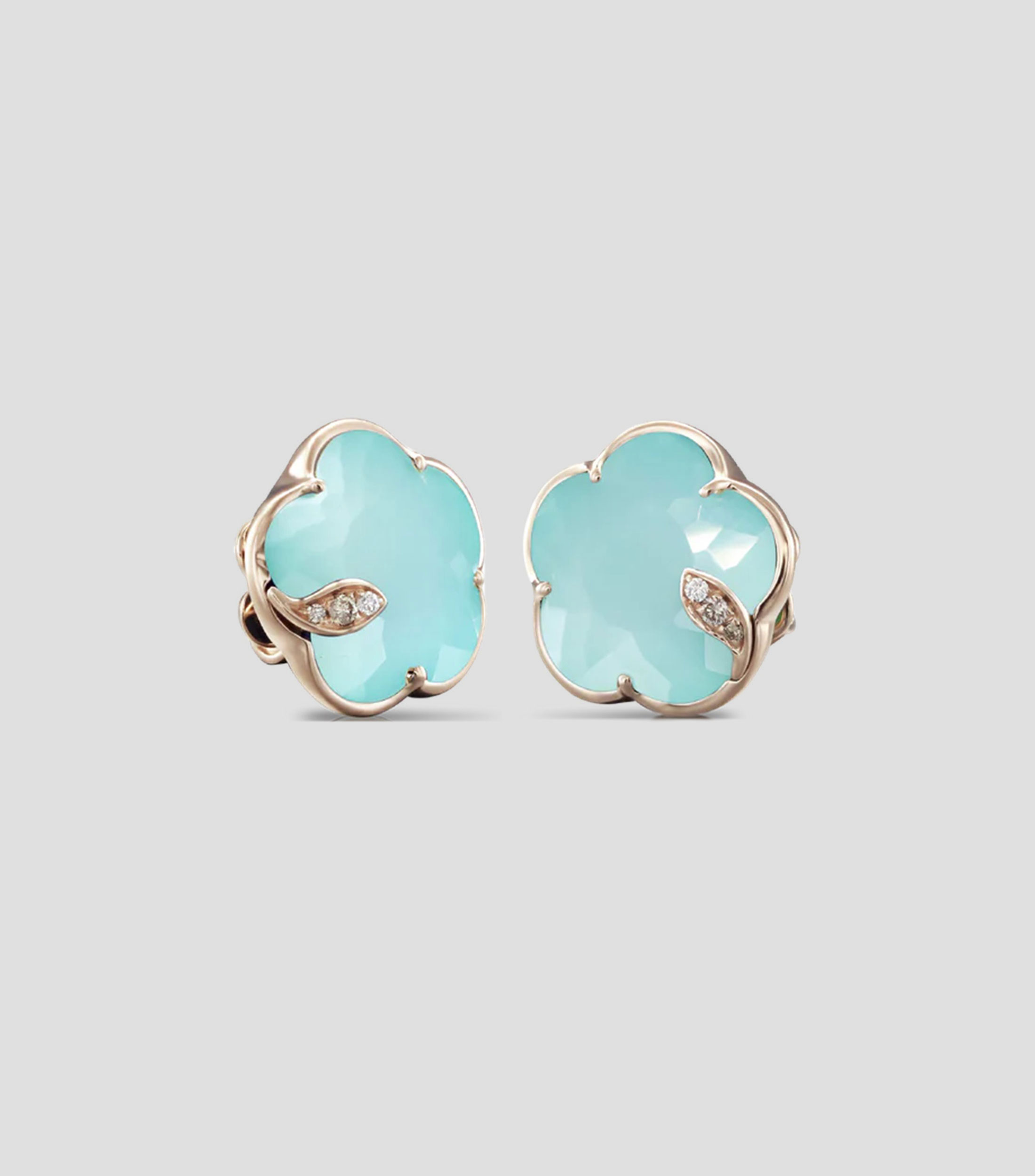 Aretes en oro rosa de 18 Kilates en forma de flor Joli Mujer