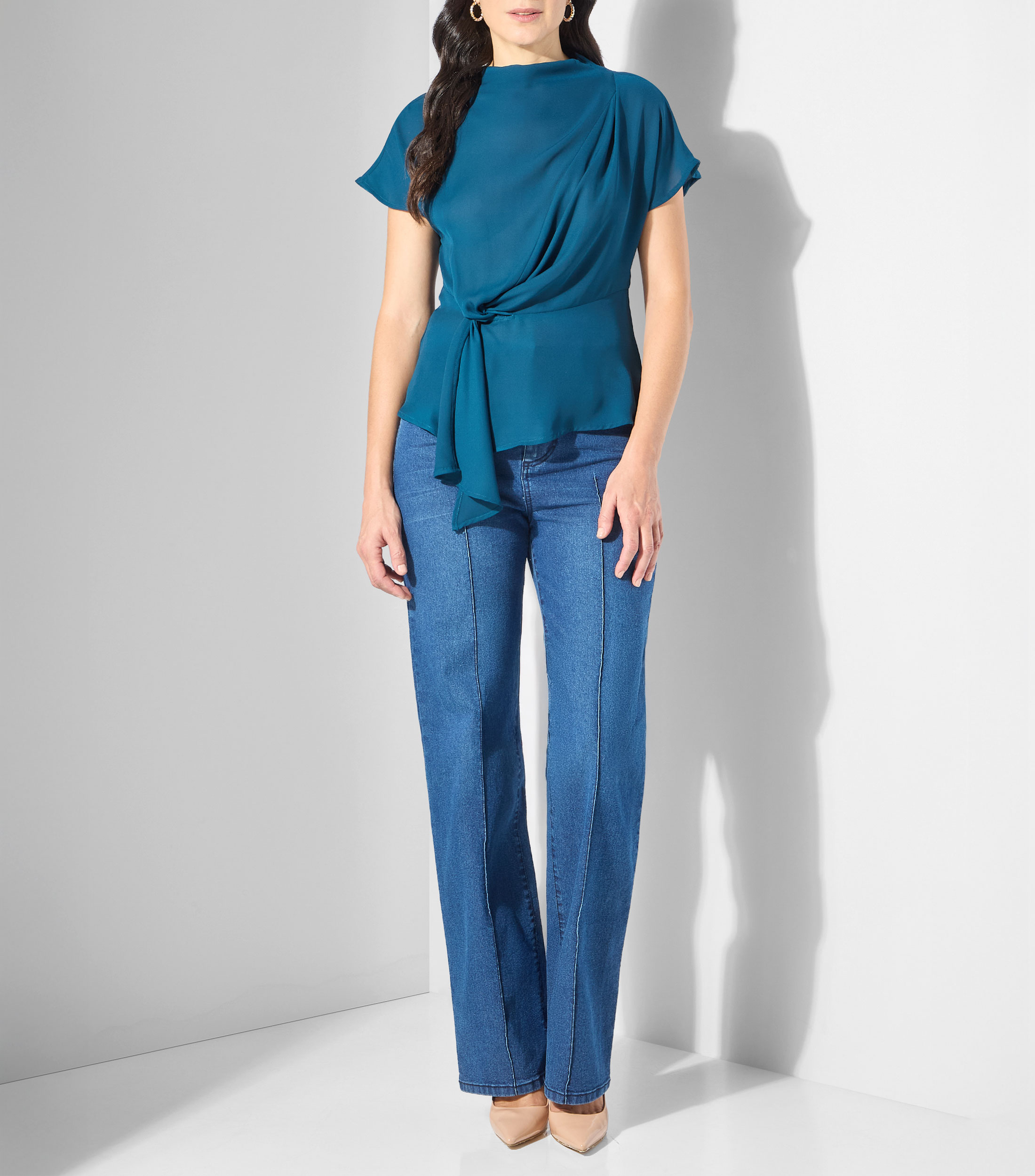 Blusa lisa manga corta Mujer