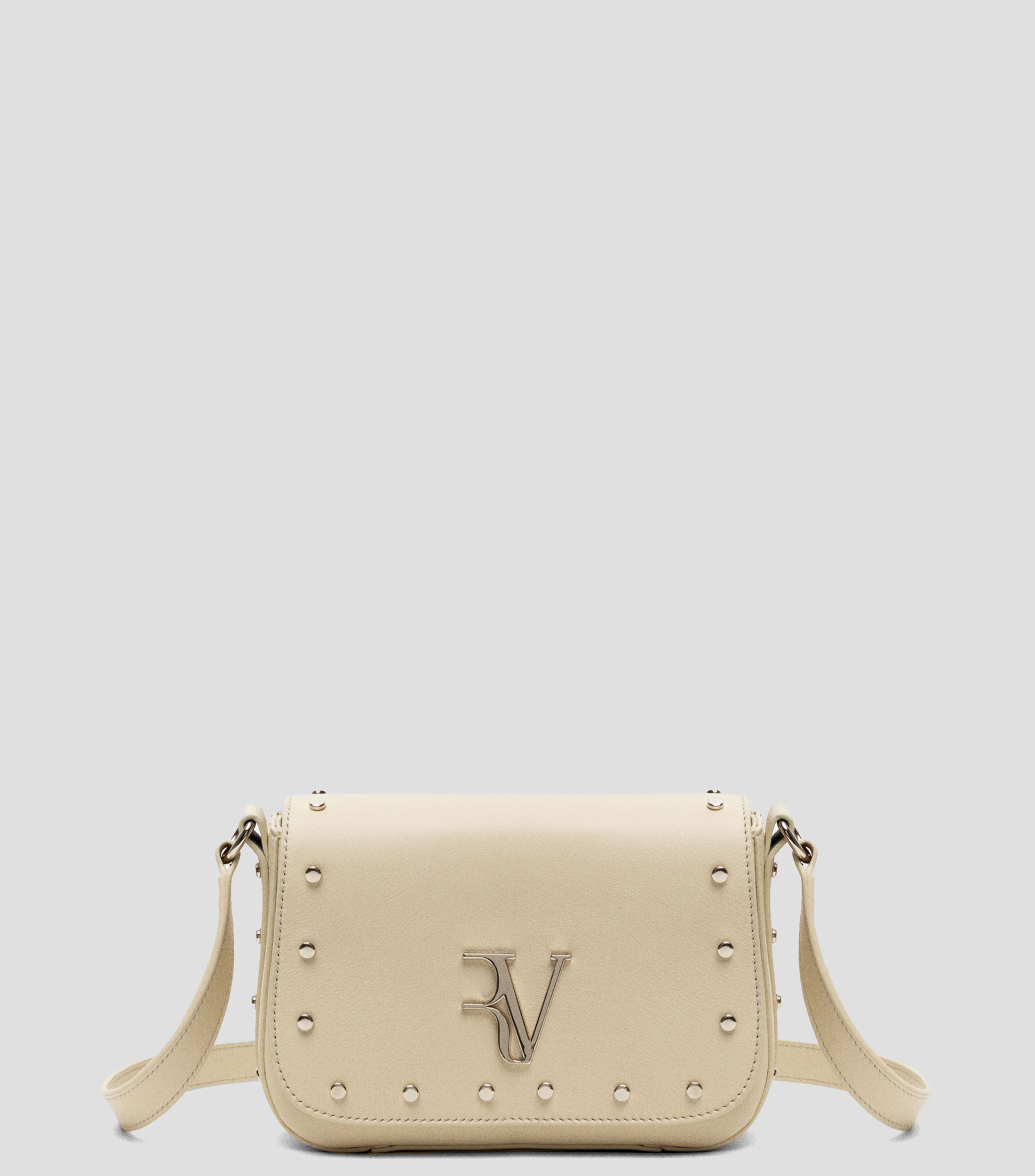 Bolso Crossbody crema en piel Mafalda con estoperoles Mujer