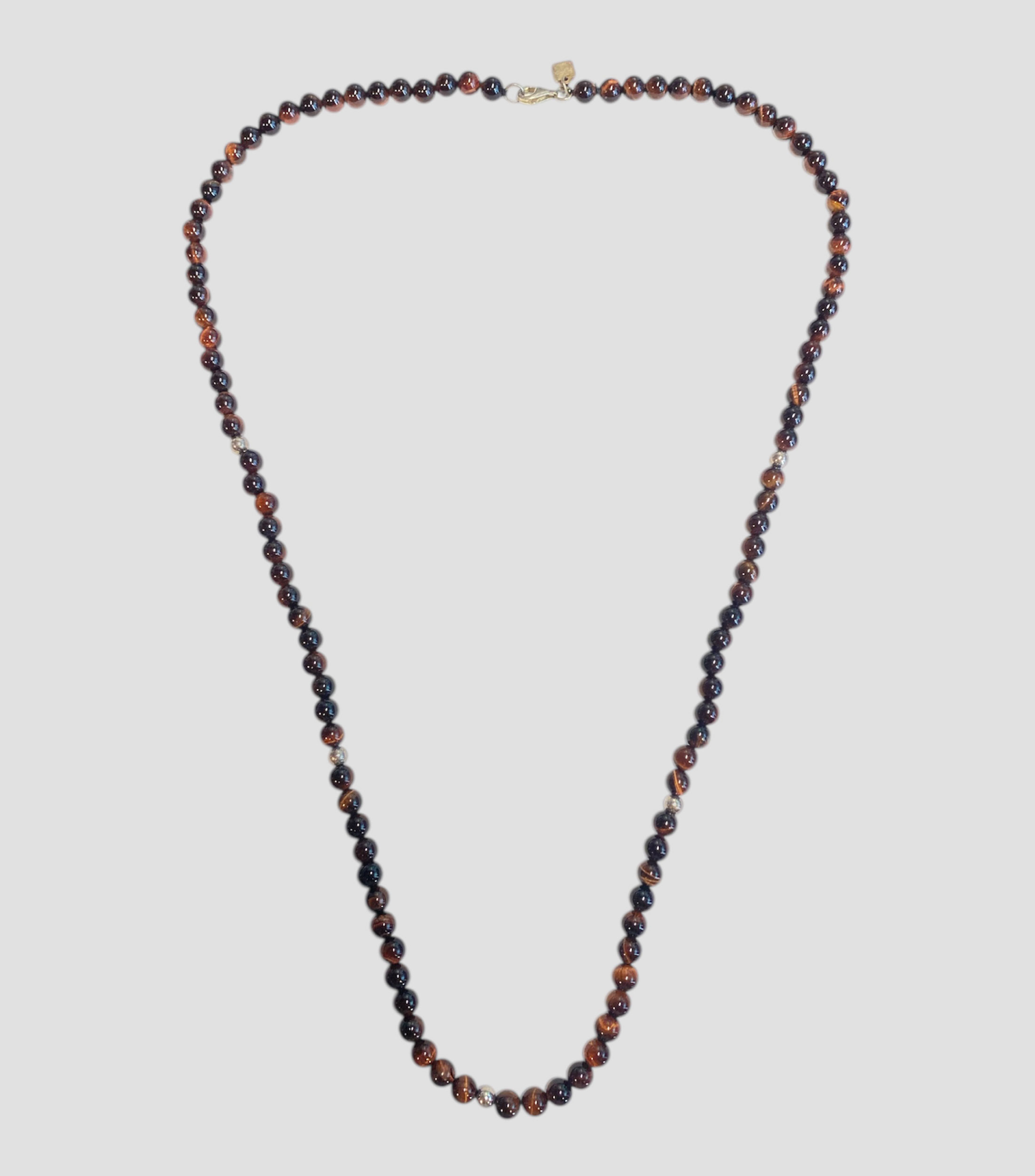 Collar Piedras Ojo de Tigre cafe Hombre