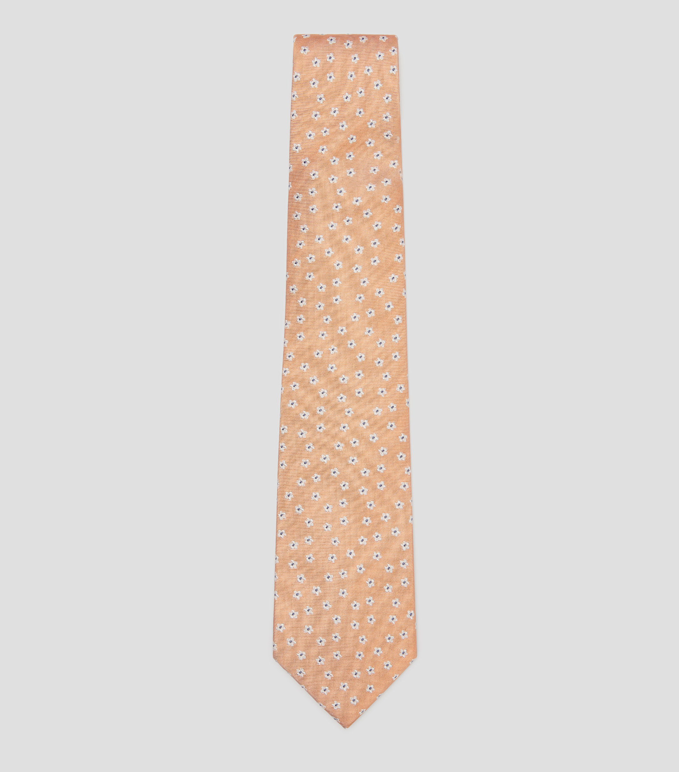Corbata ancha en seda naranja bordada Brera