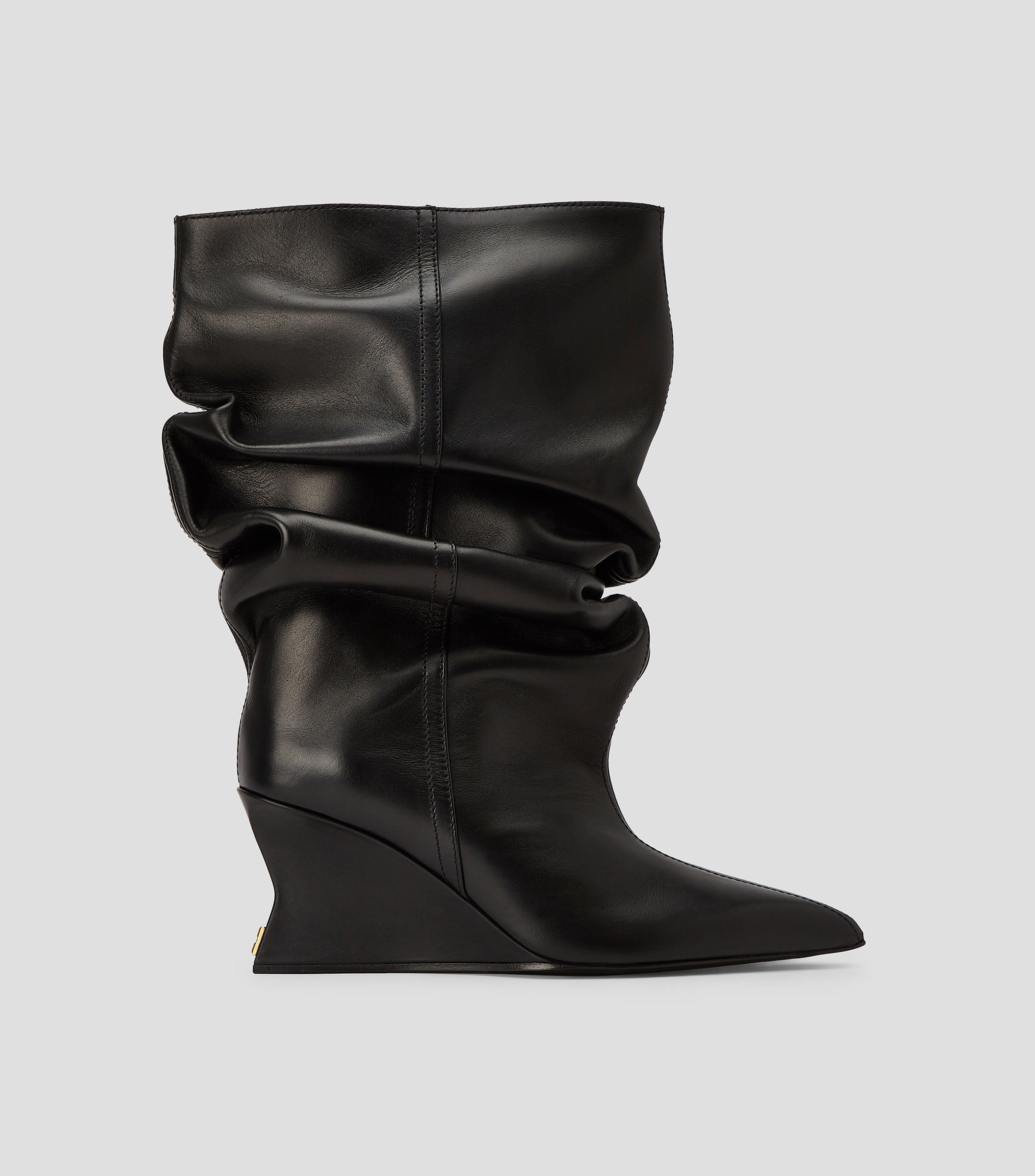 Botines casuales Wedge en piel con tacón medio de cuña Mujer