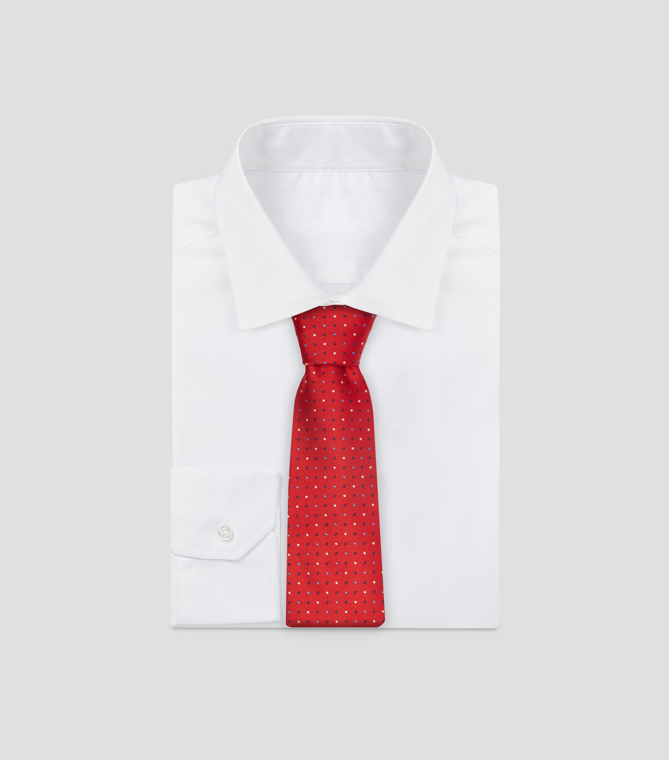 Corbata ancha en seda roja polkadots