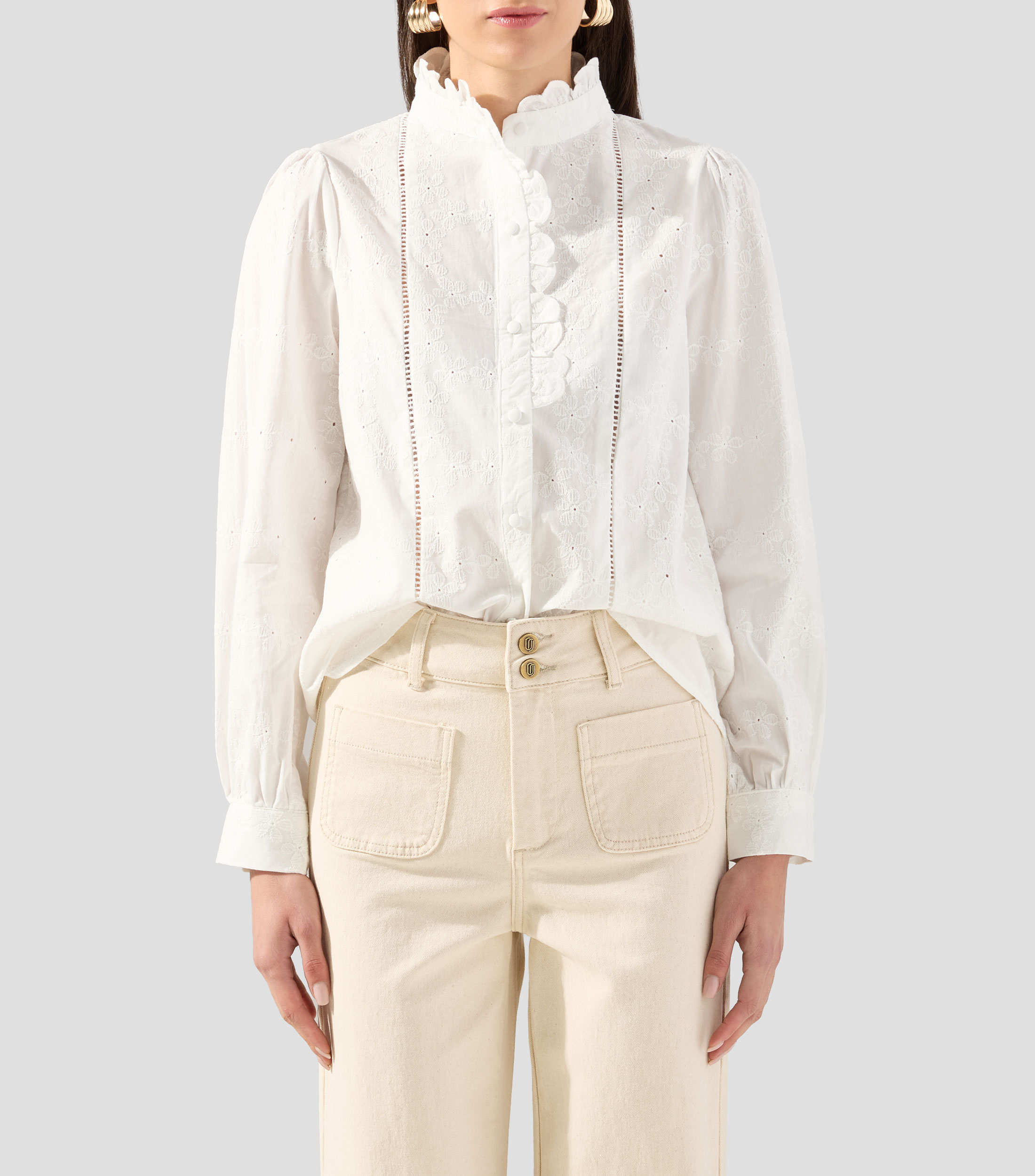 Blusa lisa manga larga Mujer