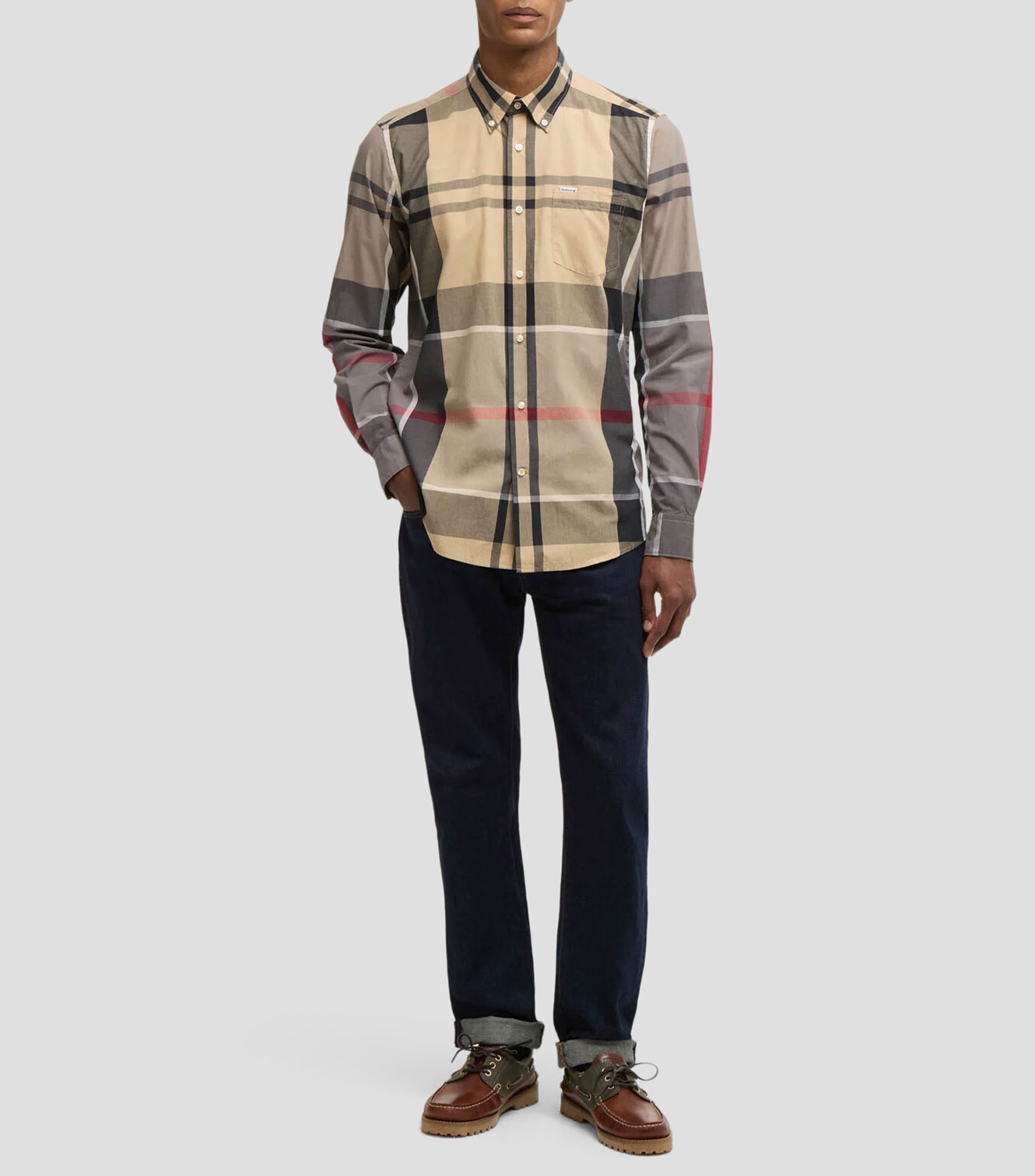 Camisa a cuadros manga larga Hombre