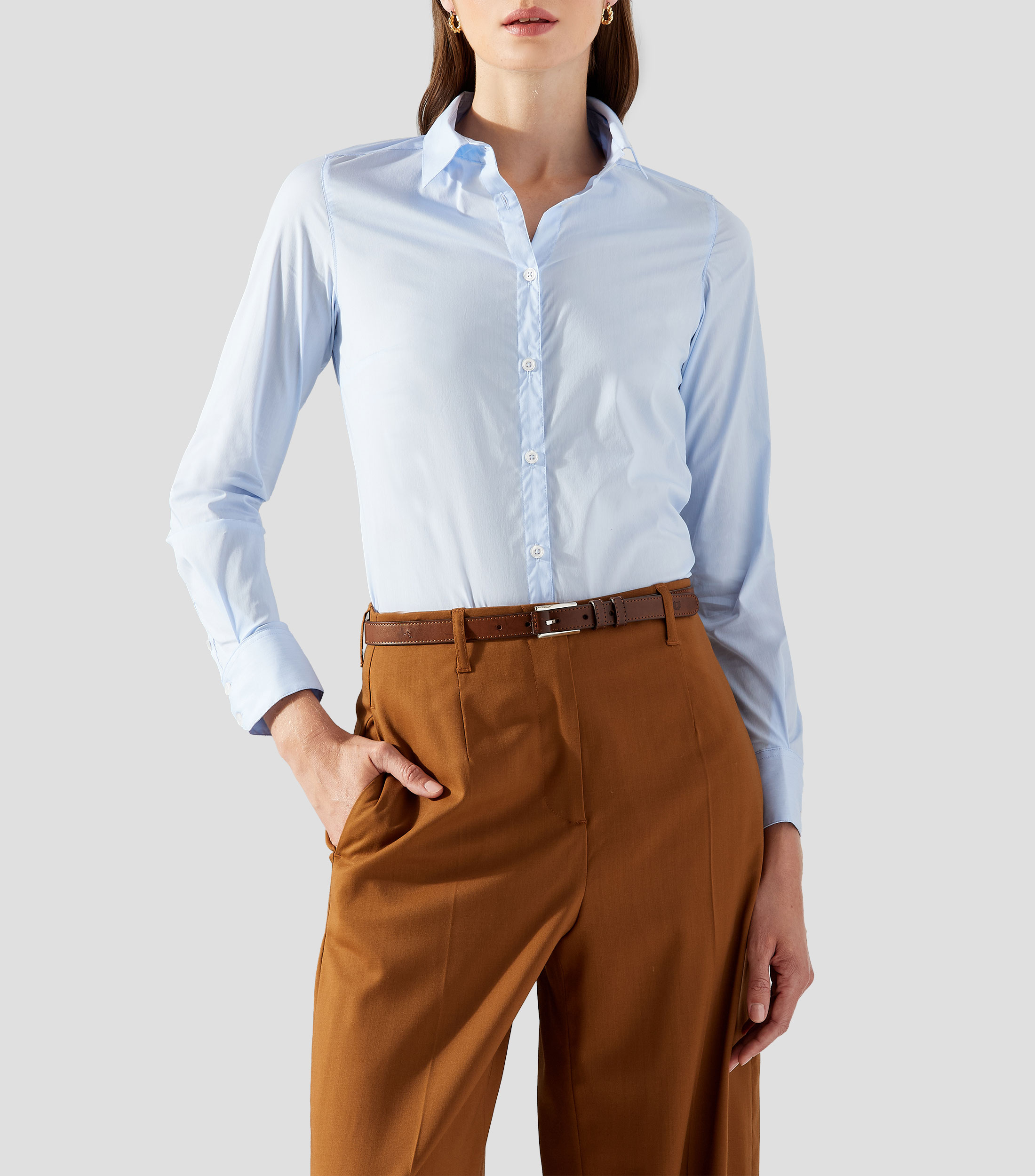 Camisa lisa manga larga Mujer