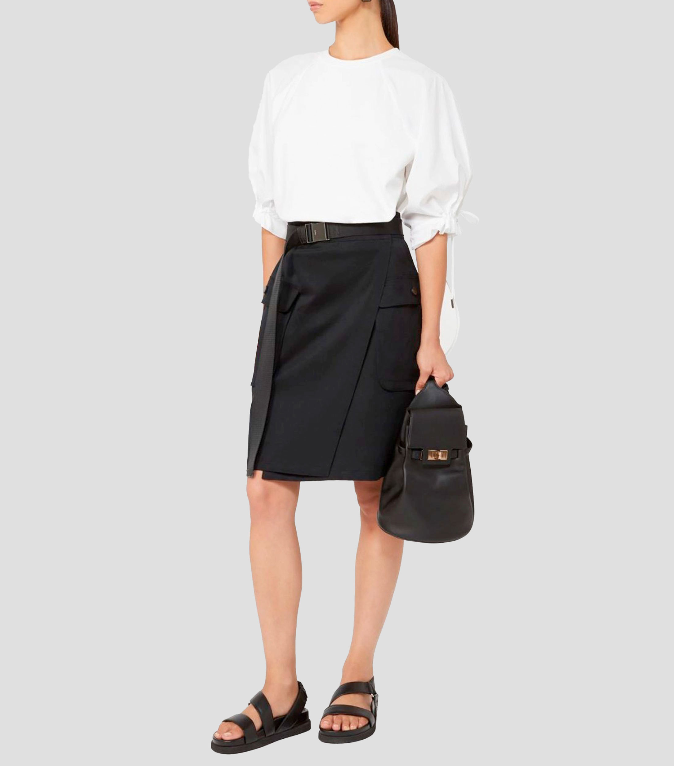 Falda Midi recta lisa Mujer