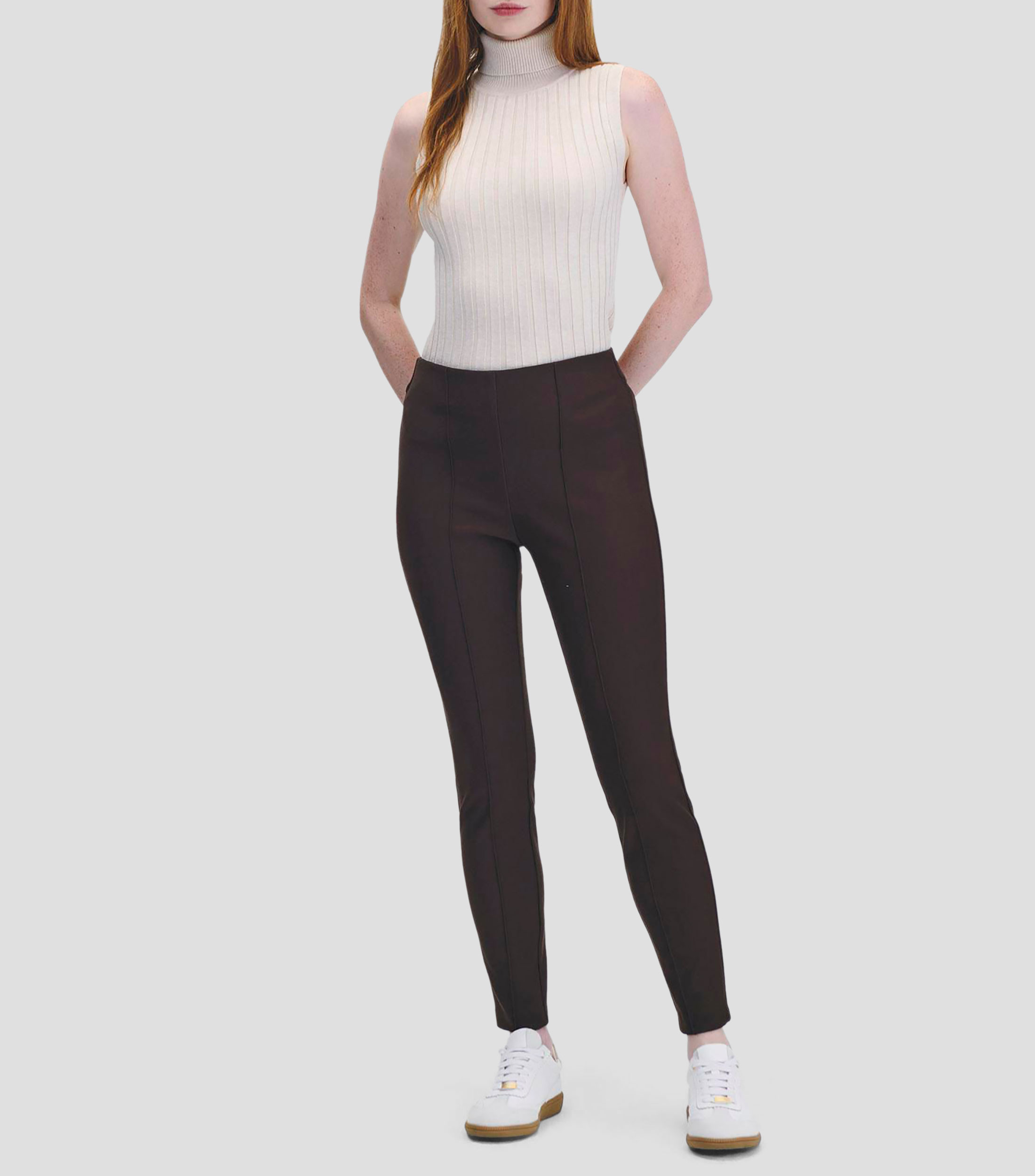 Leggings Tiro Alto Con Costilla Mujer