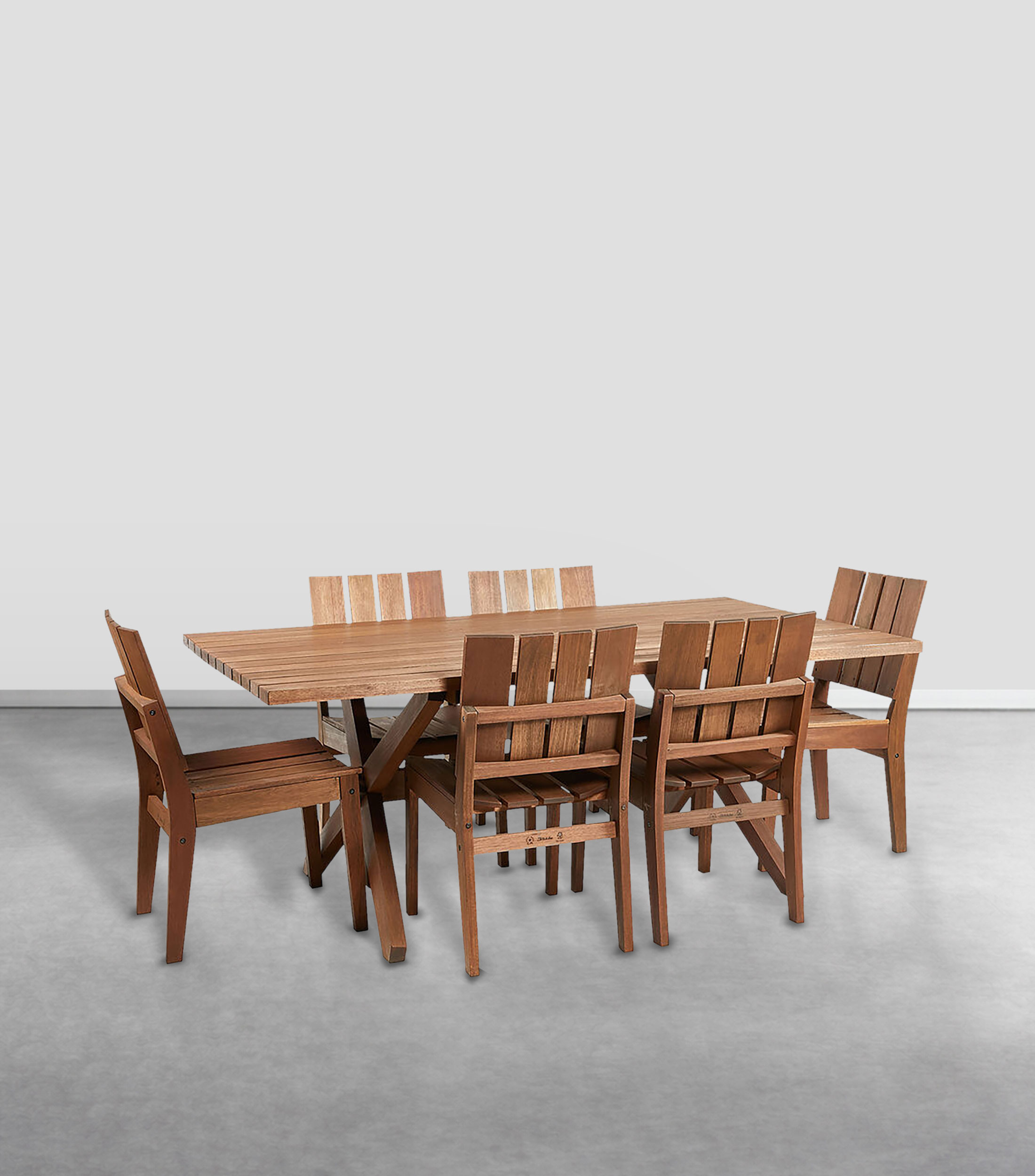 Comedor para exterior con 6 Sillas Timbó en madera