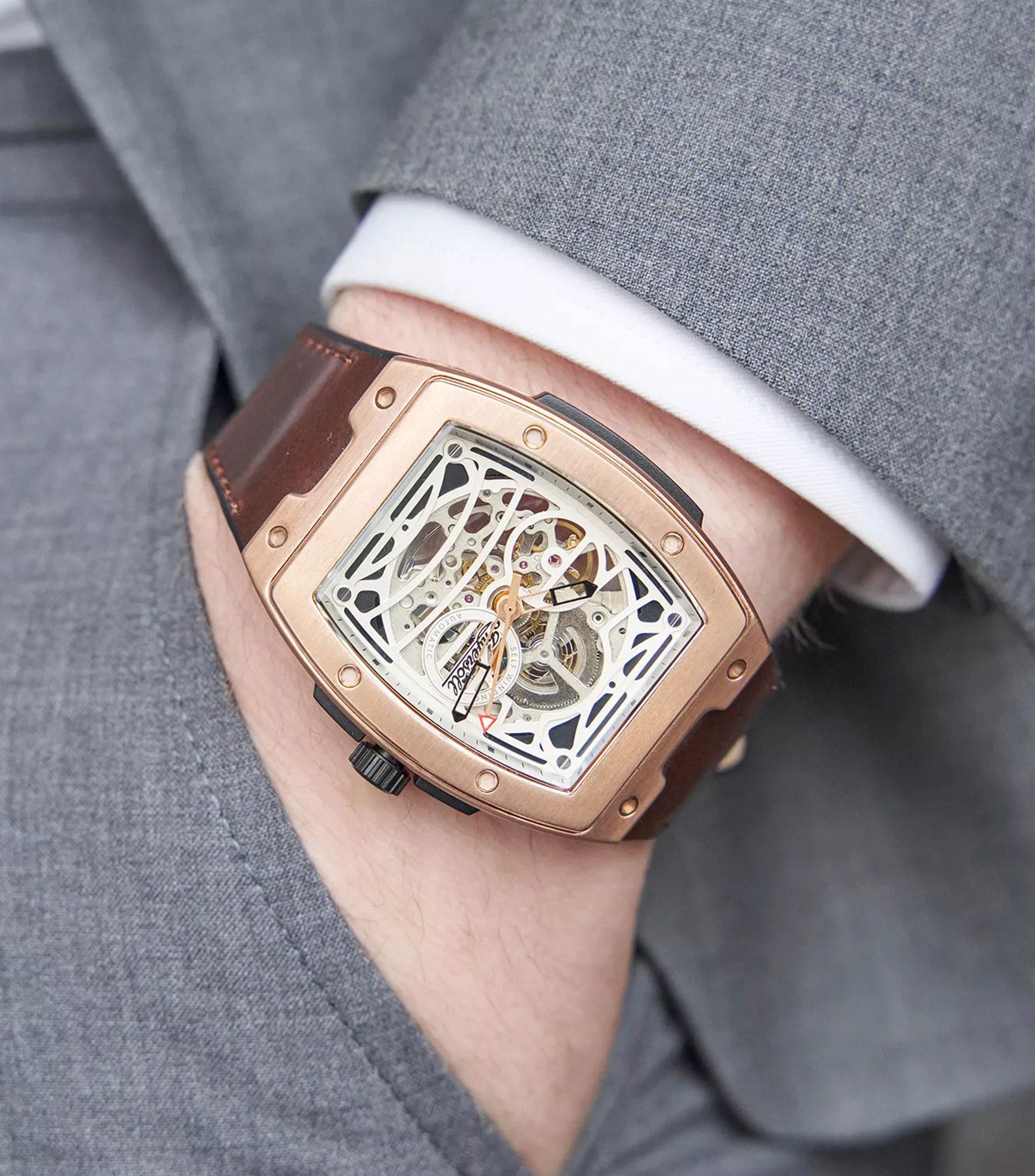 Reloj para Hombre The Challenger Casual, Negro y Oro Rosa