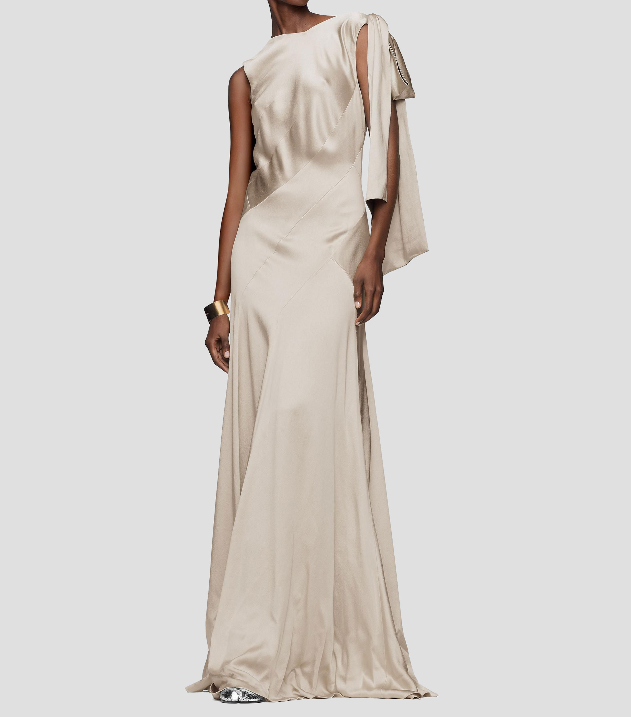 Vestido largo liso Mujer