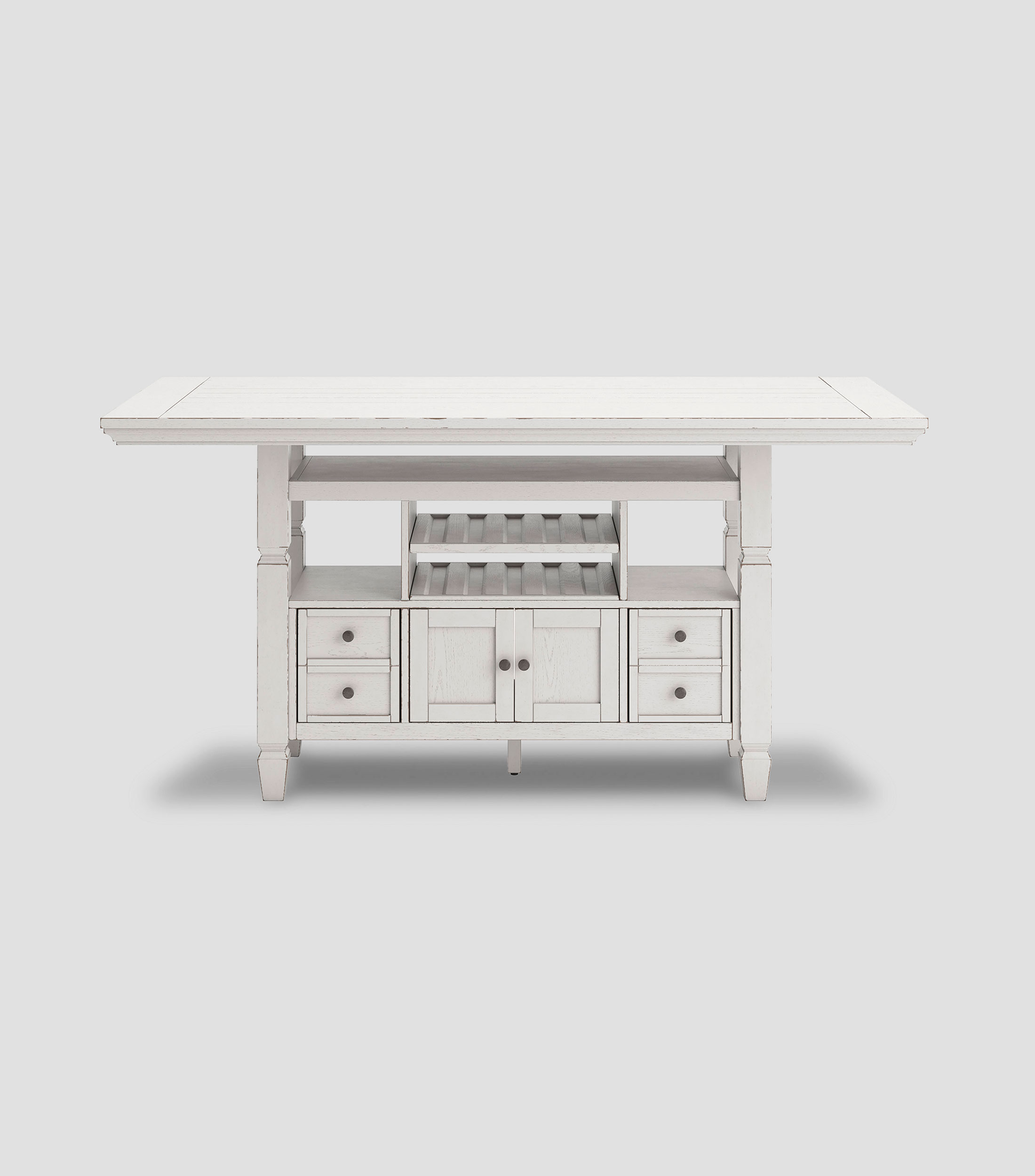 Mesa de comedor Luniva en madera de caucho, chapa de fresno y MDF blanco