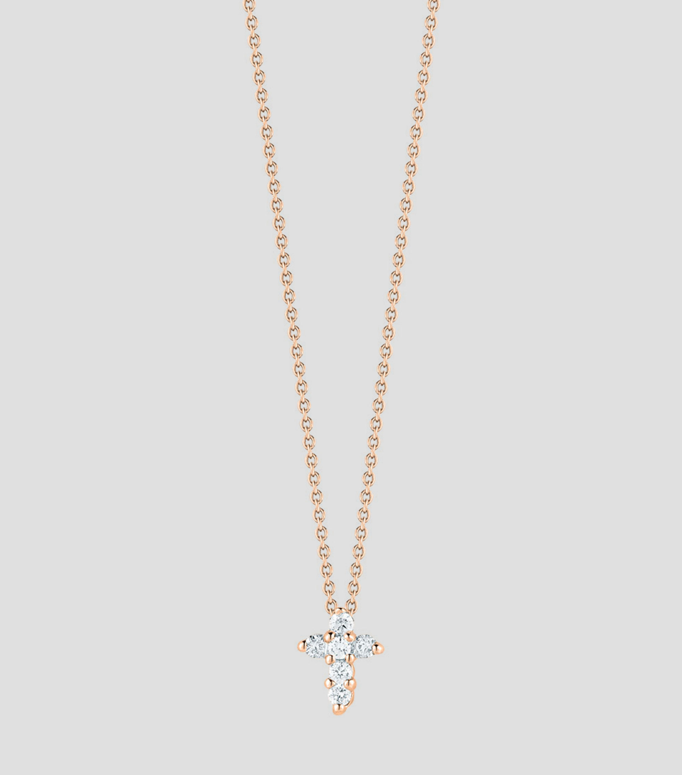 Collar Baby Cross en oro rosa de 18 Kilates con diamantes Tiny Treasures Mujer