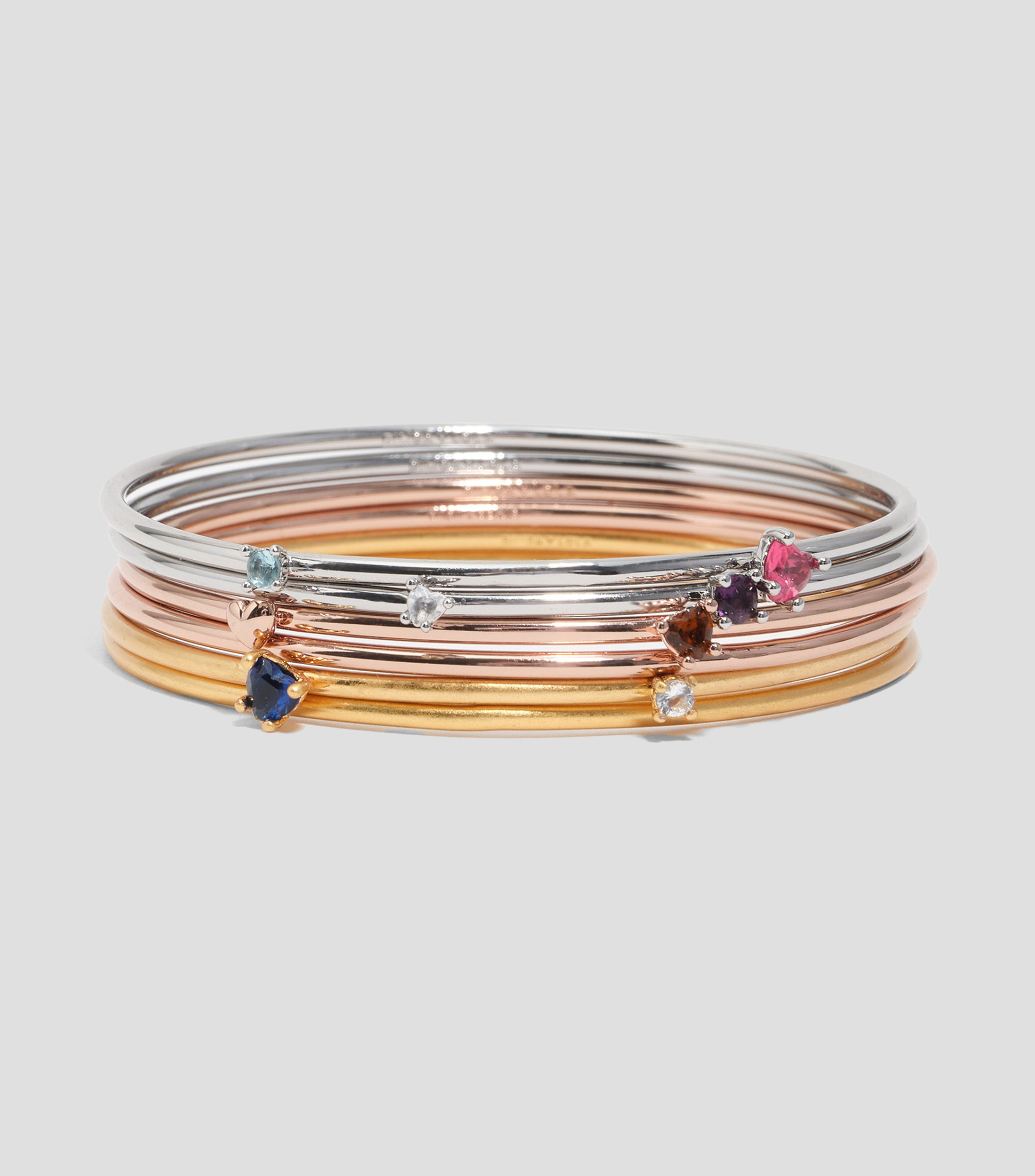 Set 6 pulseras cristal corazón tricolor Mujer