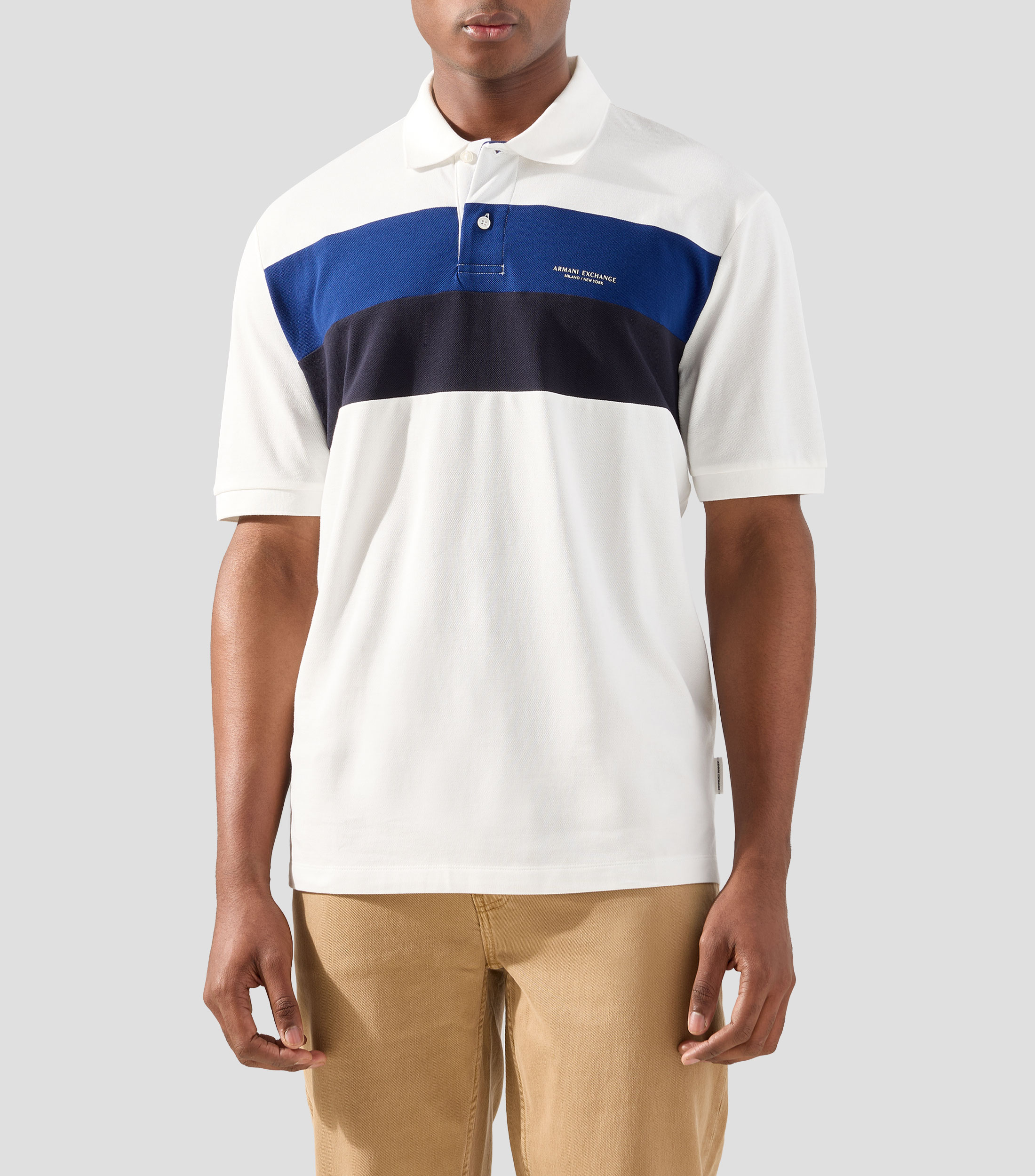 Playera tipo polo manga corta con franjas Hombre
