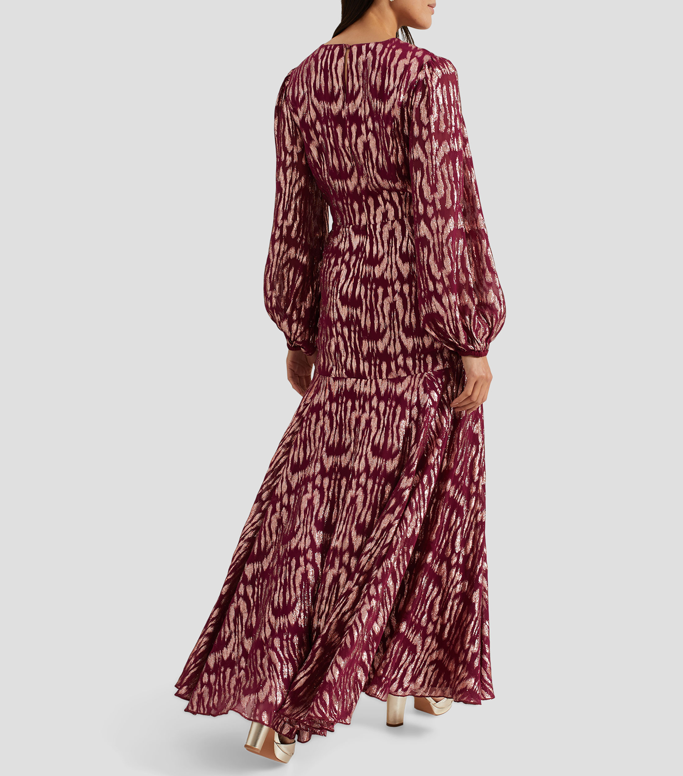 Vestido Maxi A manga larga, estampado Mujer