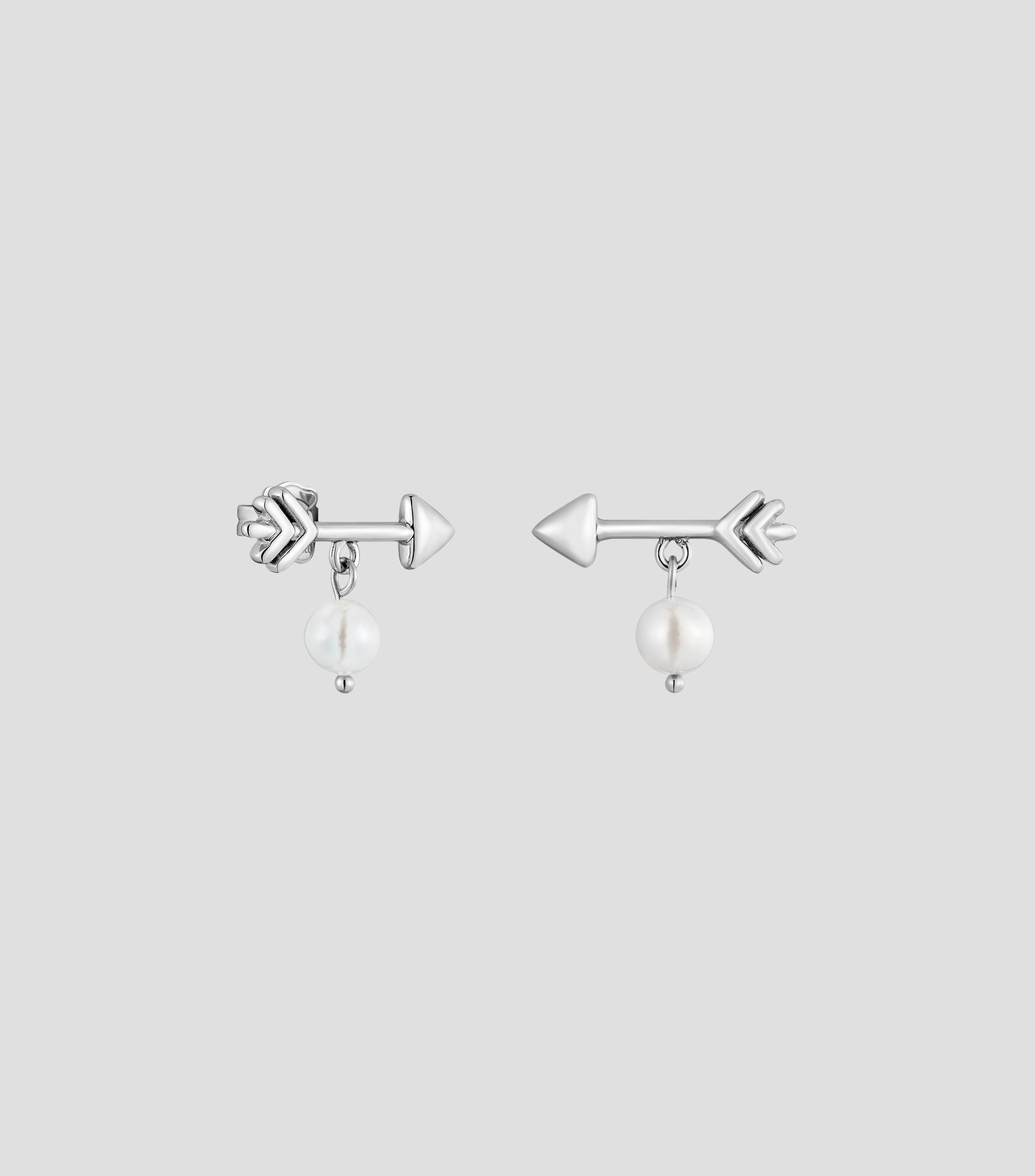 Aretes flecha Charming con perla Mujer