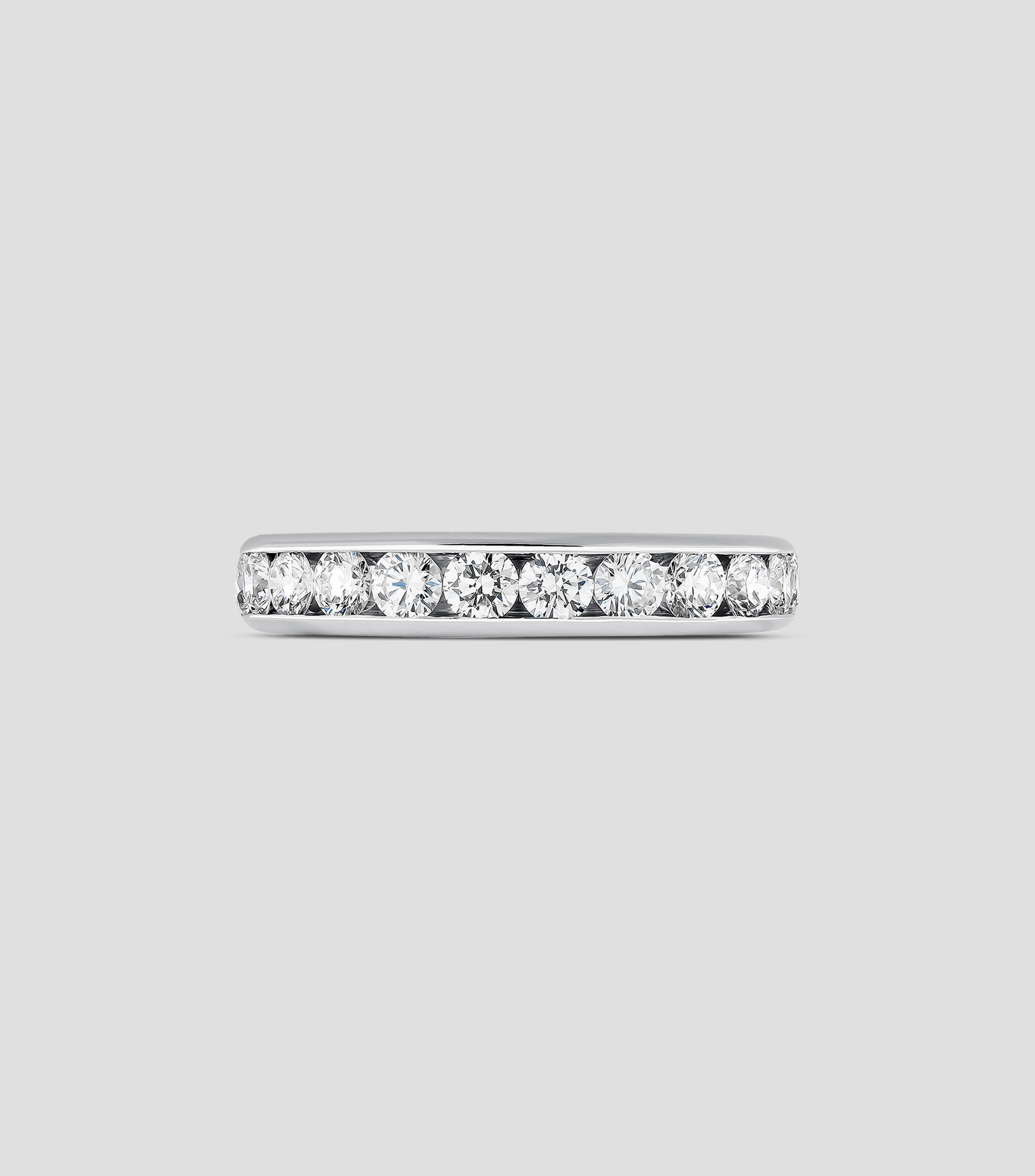Anillo Solitario en Oro Blanco con Diamantes Mujer Talla 7