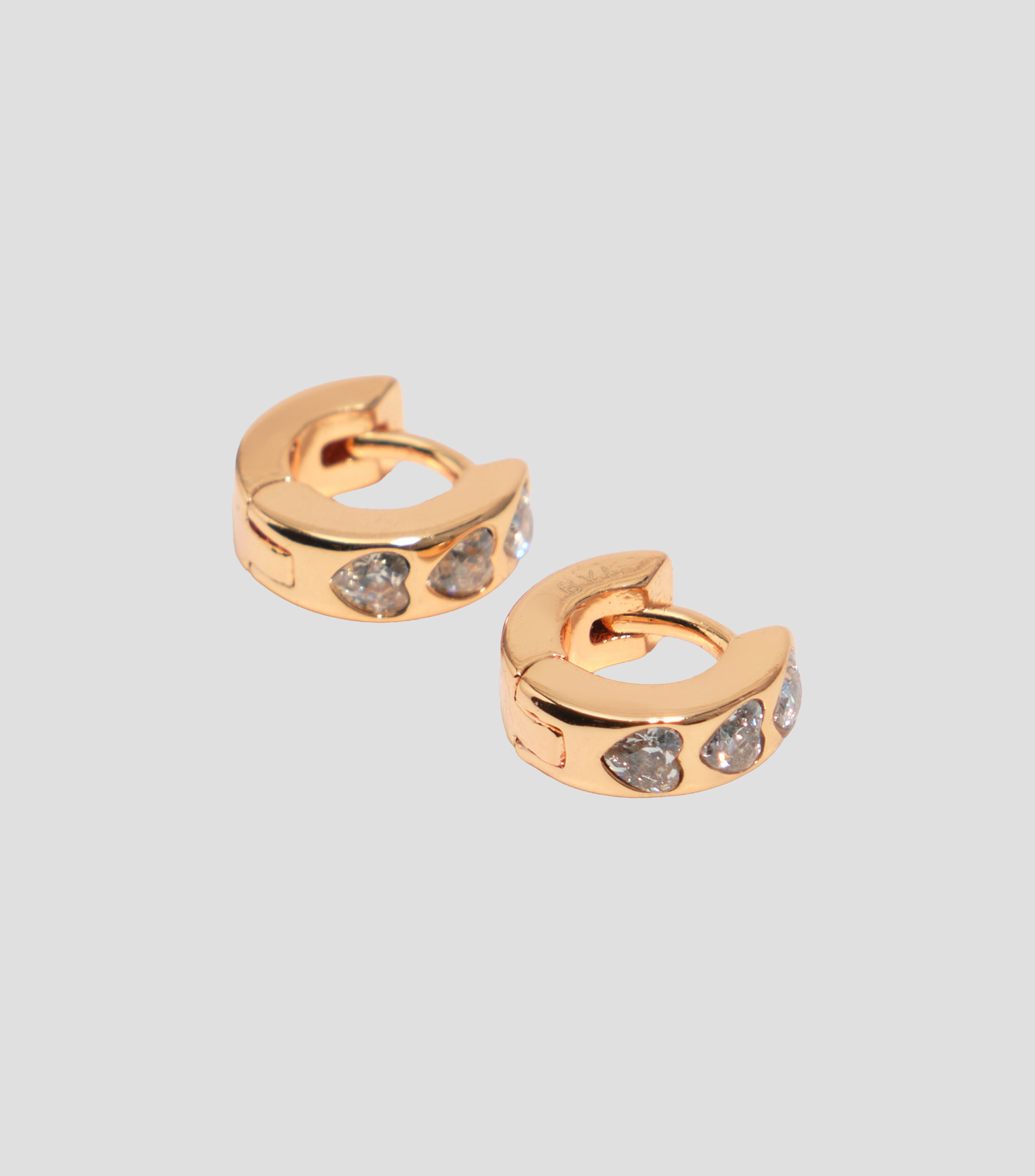 Aretes aro mini cristales corazón dorado Mujer