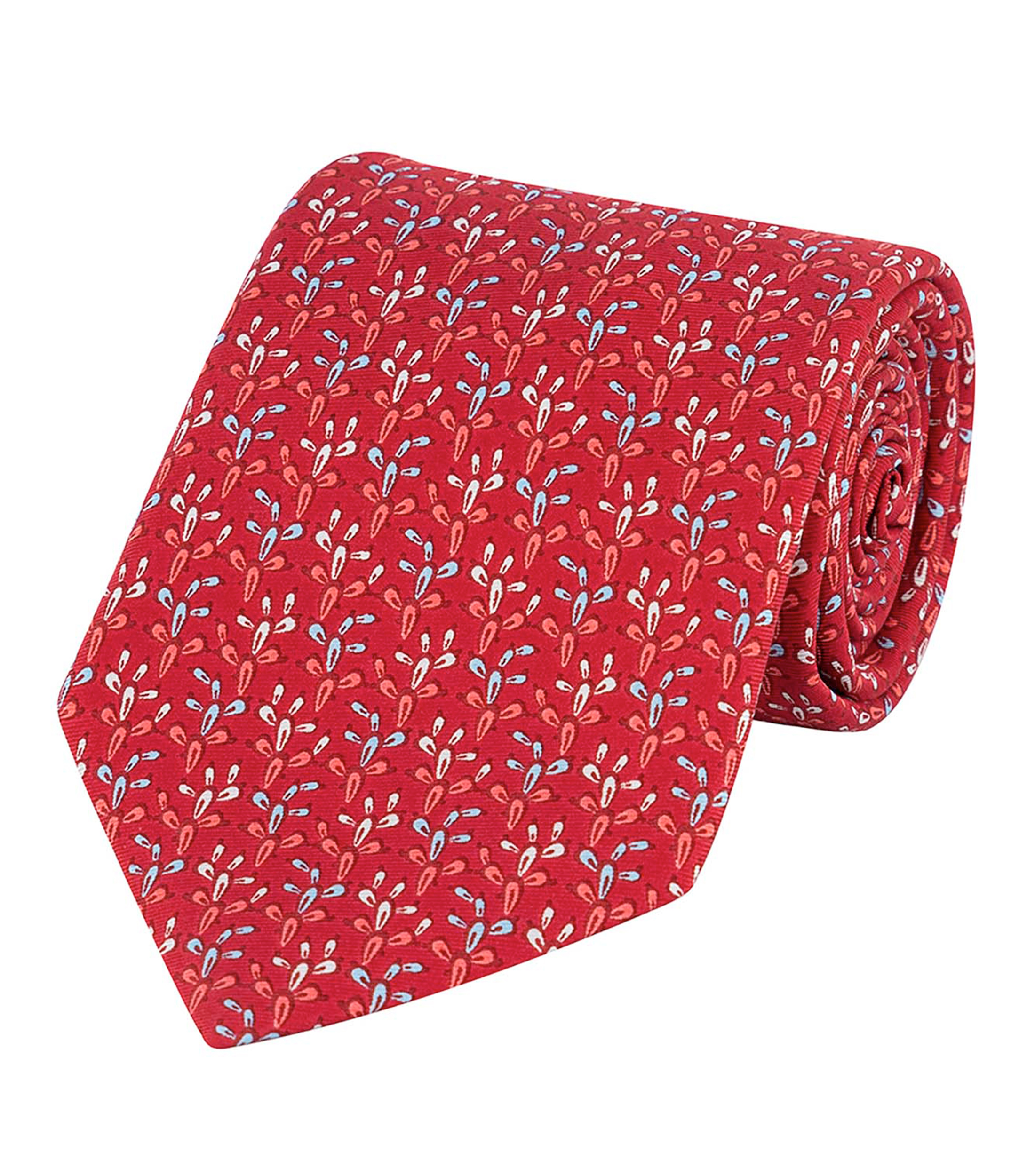 Corbata ancha de seda roja con nopales