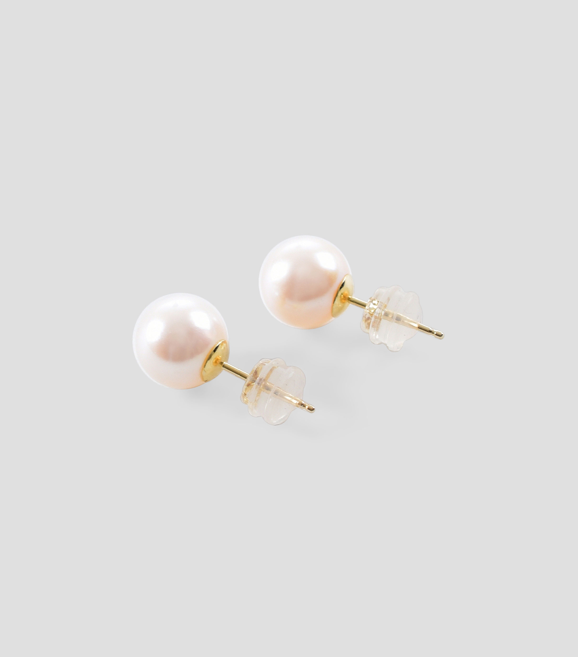Aretes Broqueles de Perlas Cultivadas 8.5, 9 mm Mujer