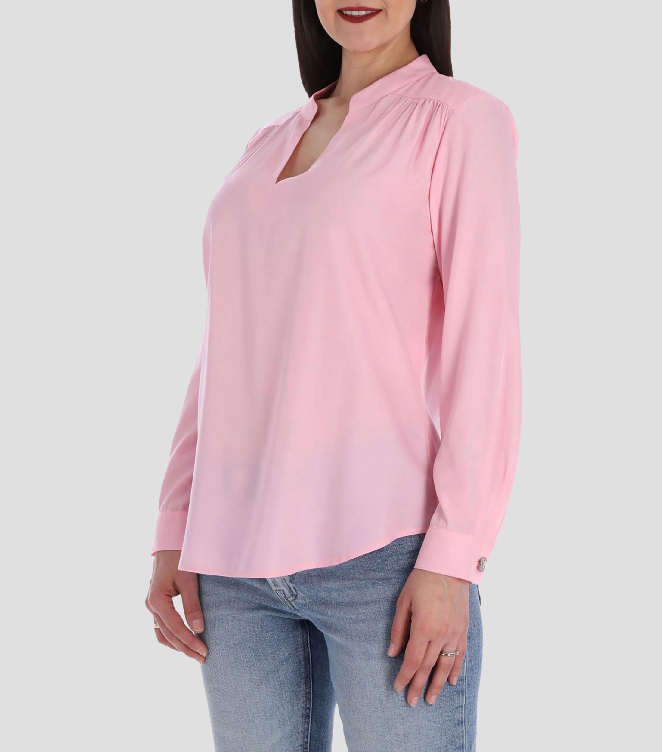 Blusa lisa manga larga Mujer