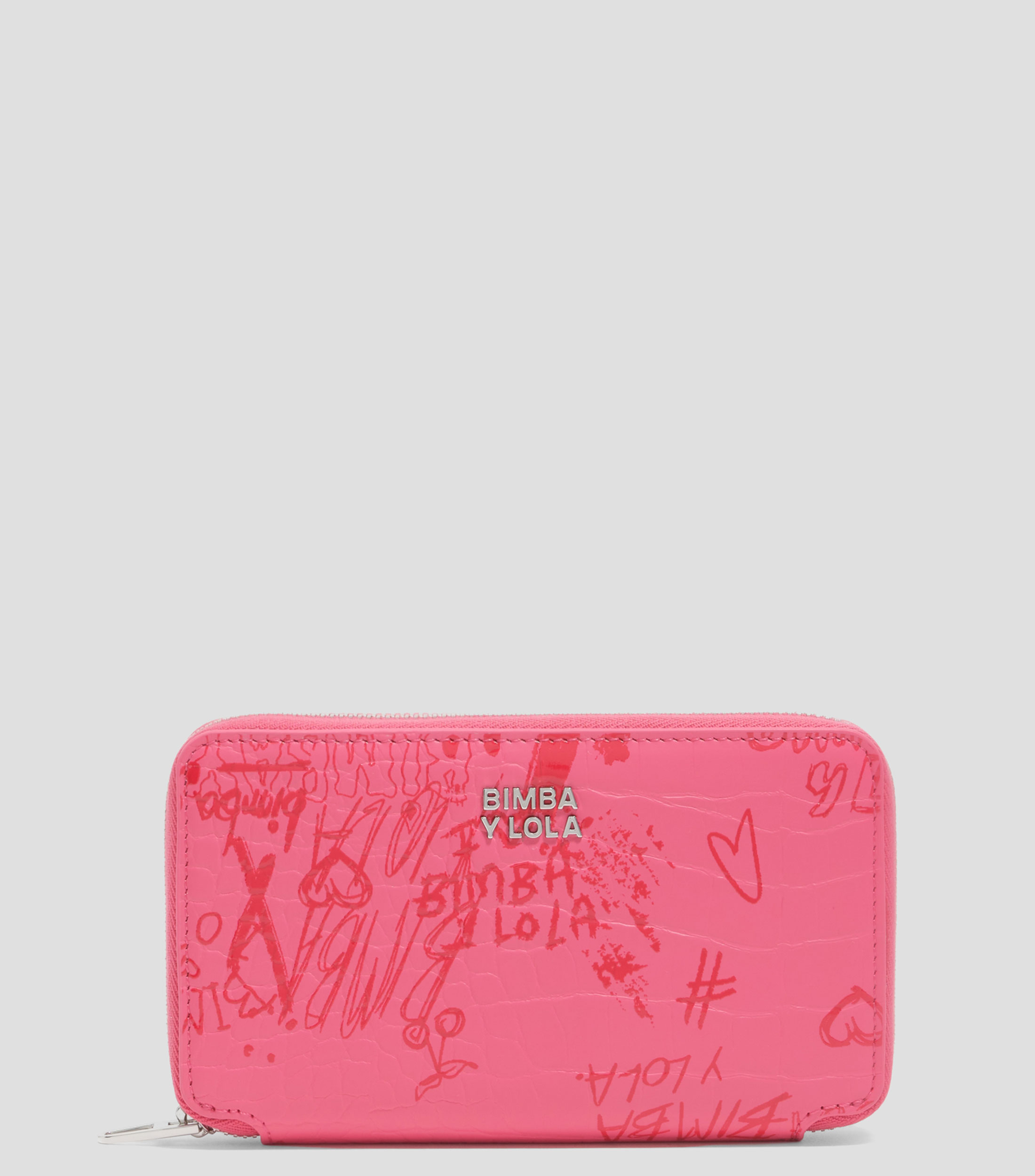 Cartera horizontal mediana textura brillo print Bimba logos Mujer