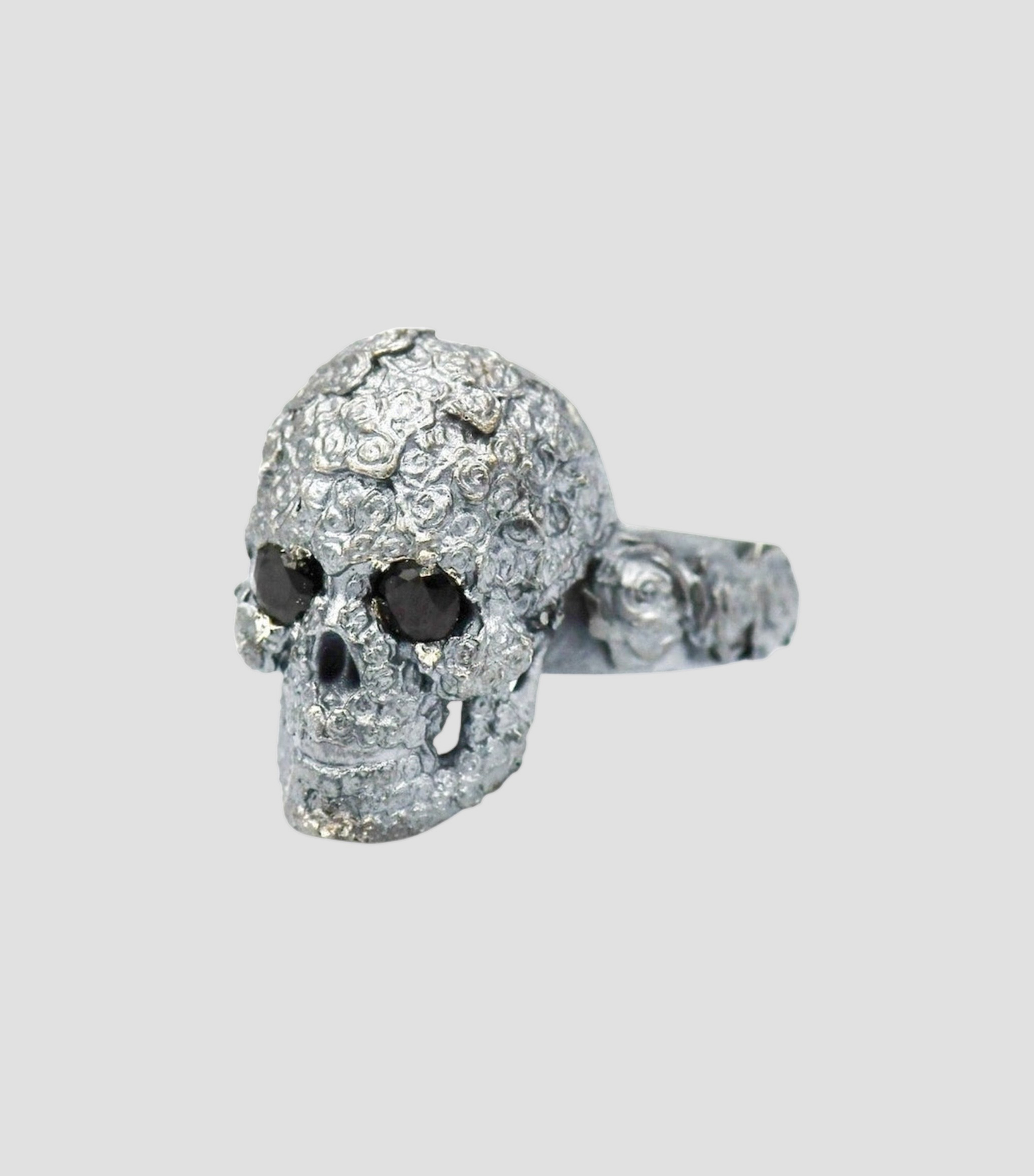 Anillo en plata .925 Skull Roses Craneo Hombre Talla 10
