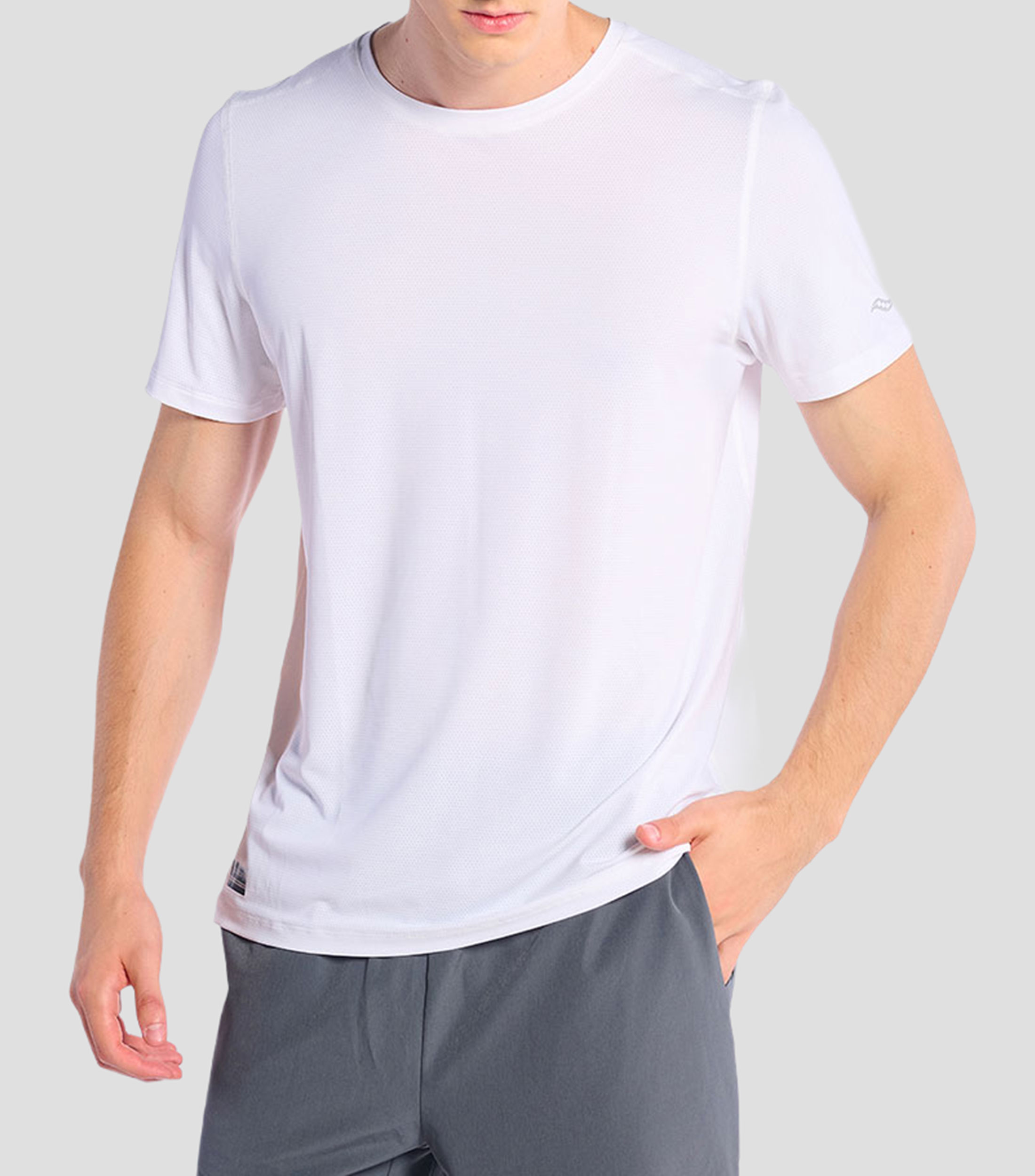 Playera para correr Endorphin cuello redondo manga corta con microdiseños Hombre