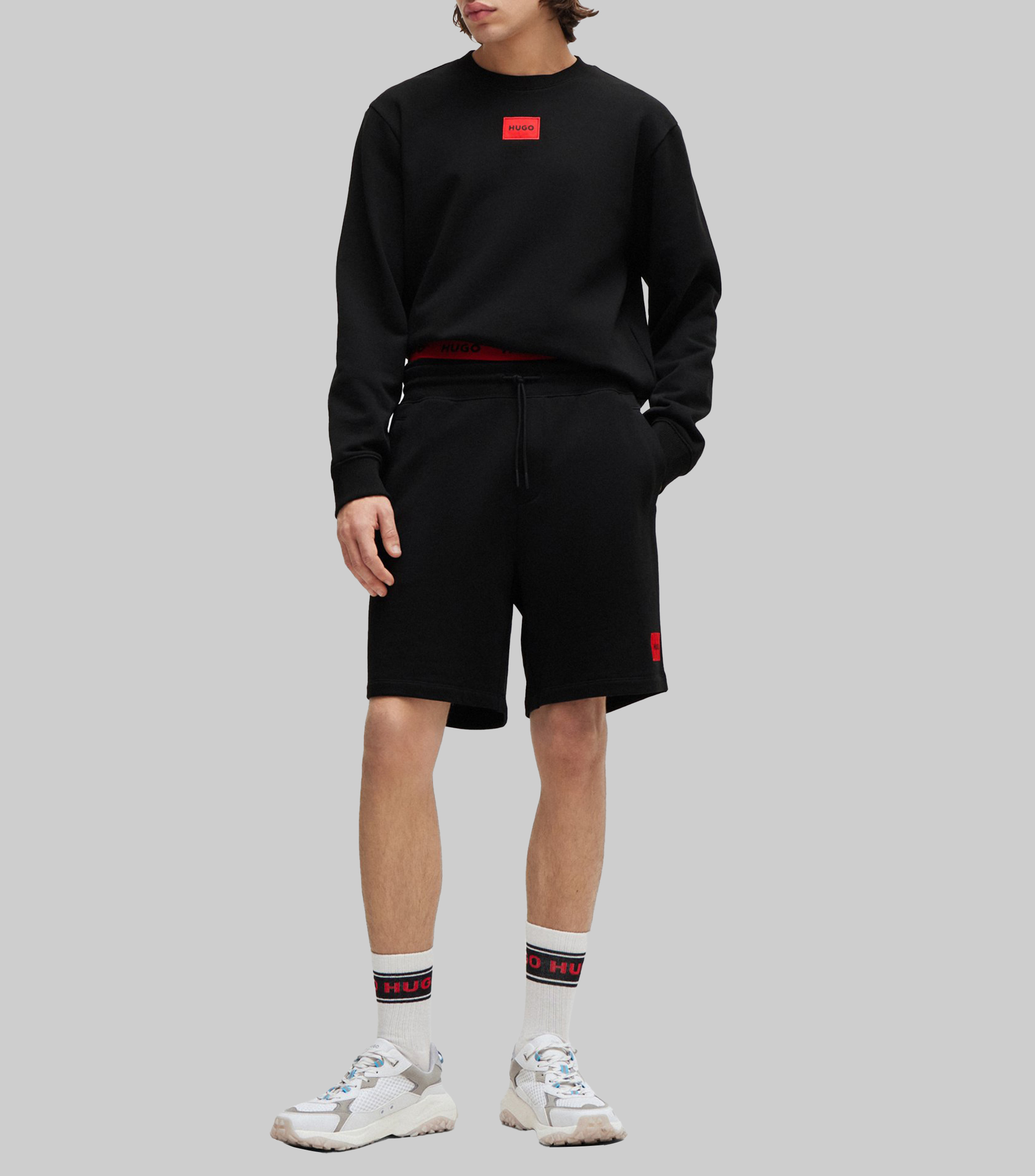 Sudadera HUGO de felpa de algodón con etiqueta con logo Hombre