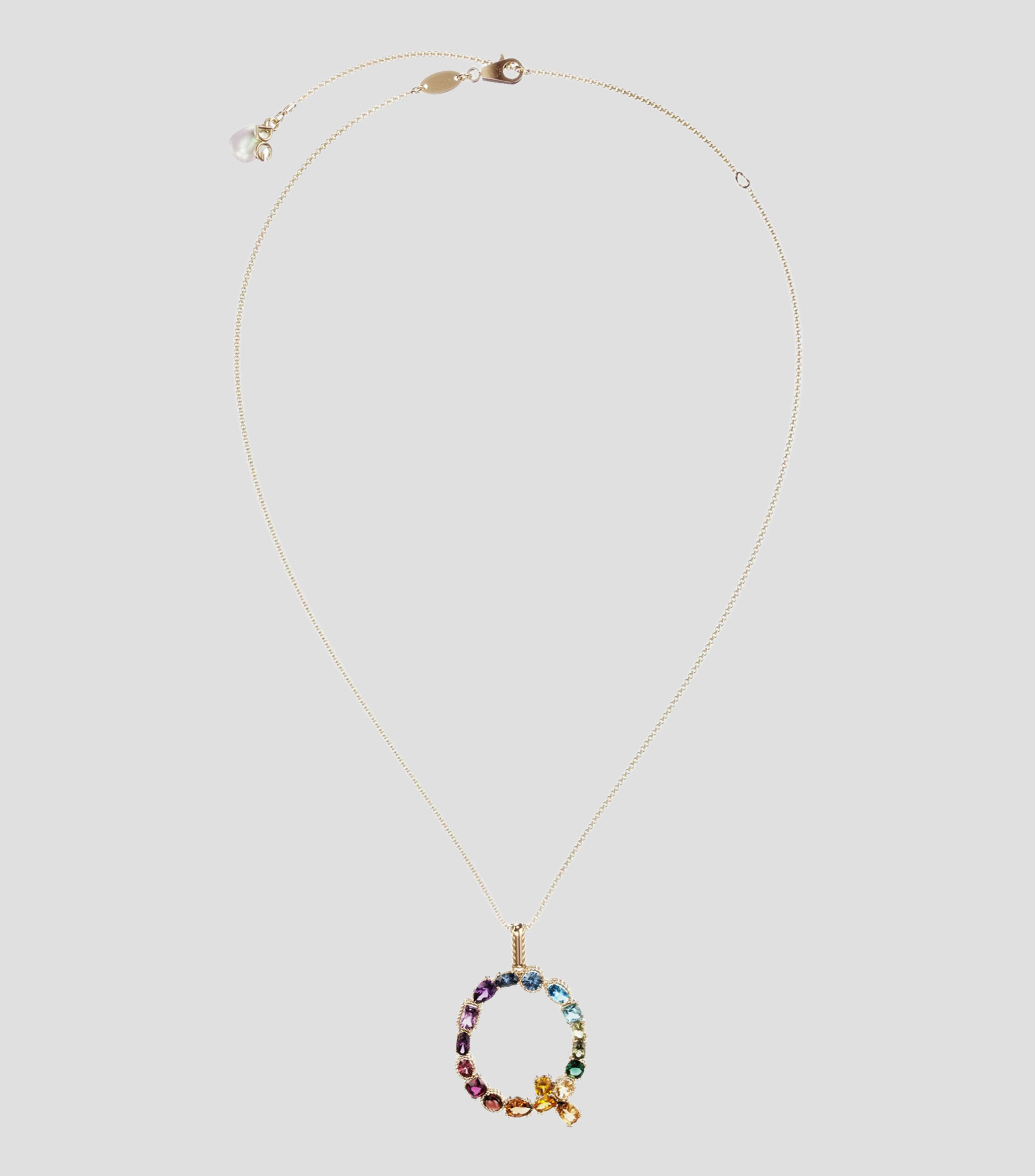 Collar en Oro amarillo de 18 Kilates Alphabet Letra Q Mujer
