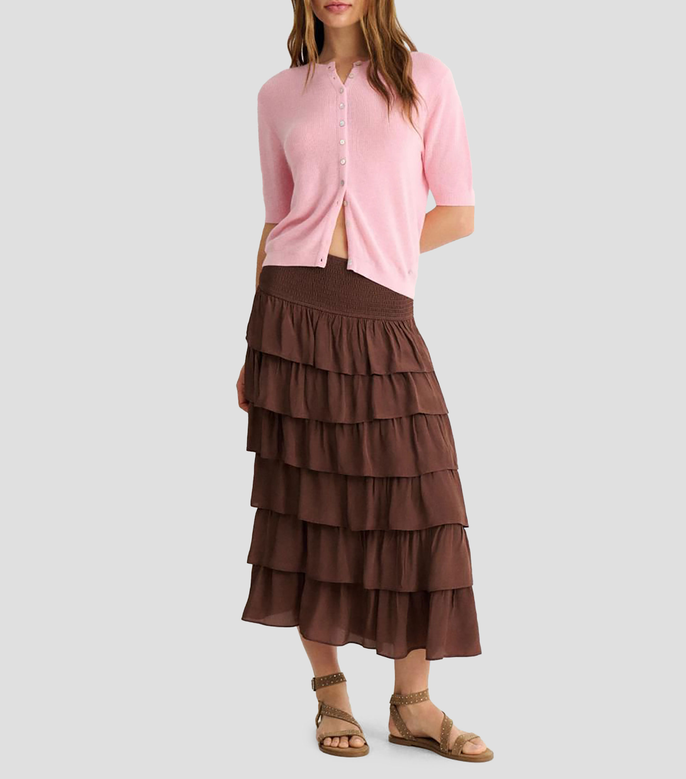 Falda larga de corte regular lisa Mujer