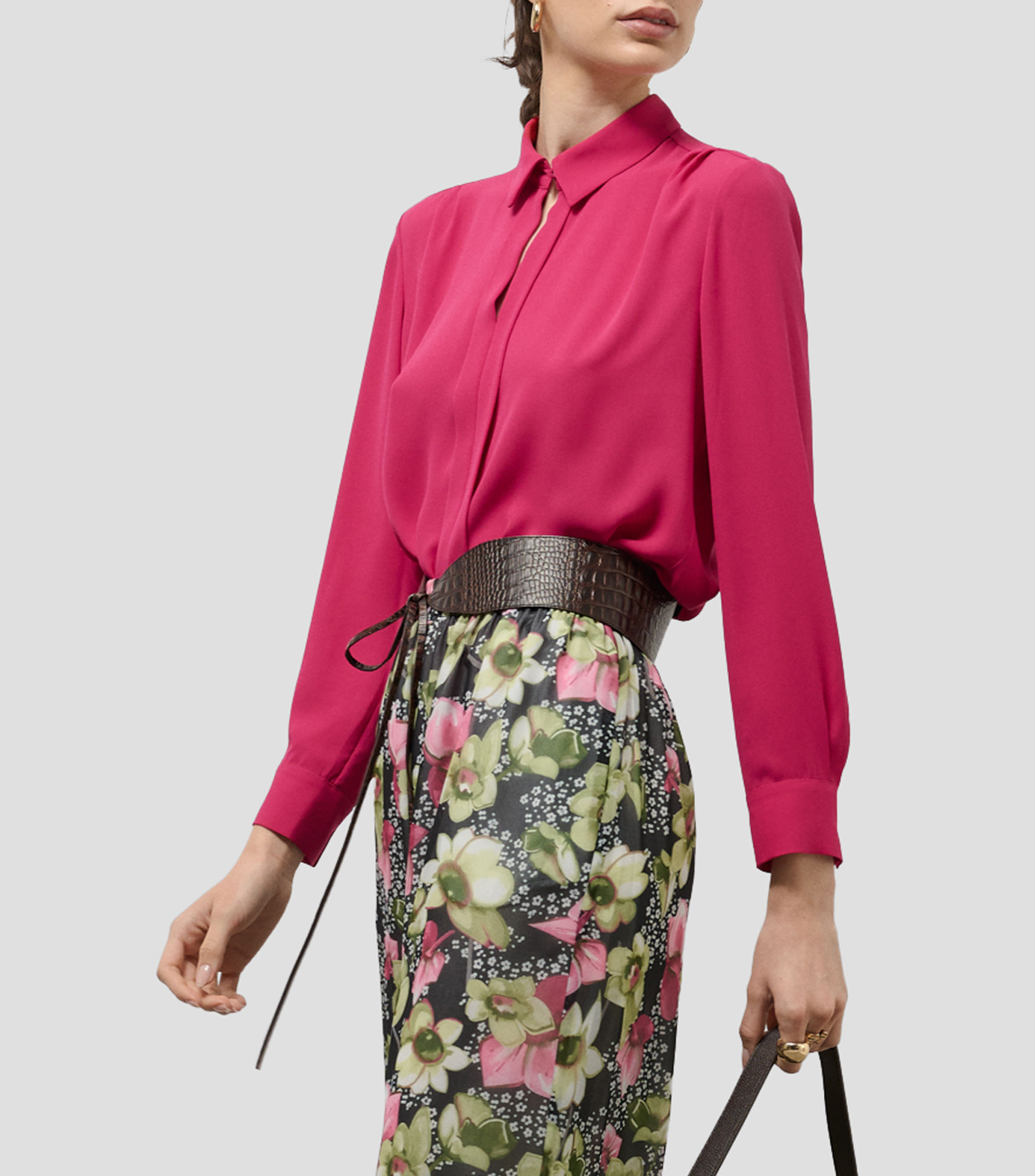 Blusa lisa de manga larga Mujer