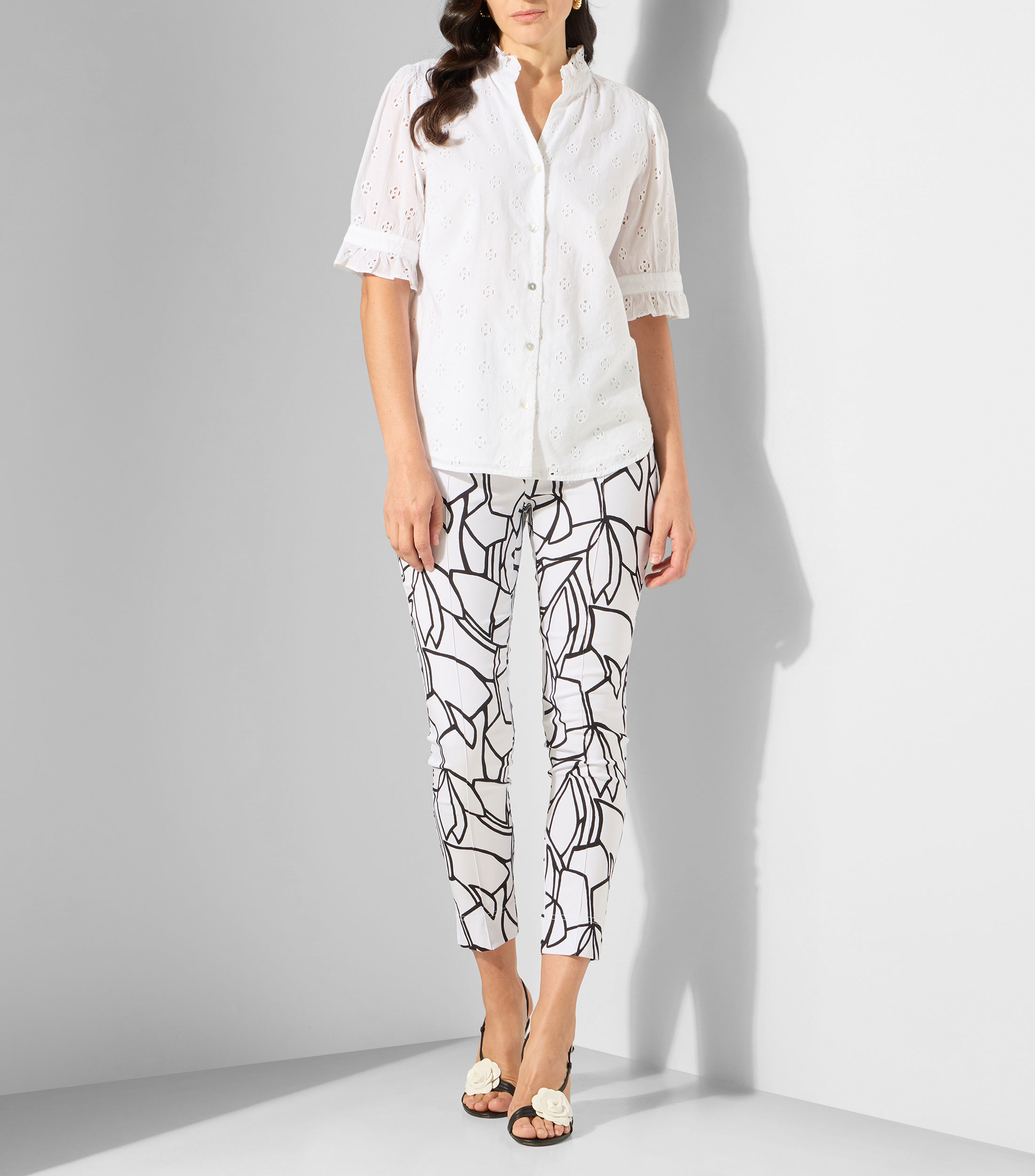 Blusa lisa con manga corta Mujer
