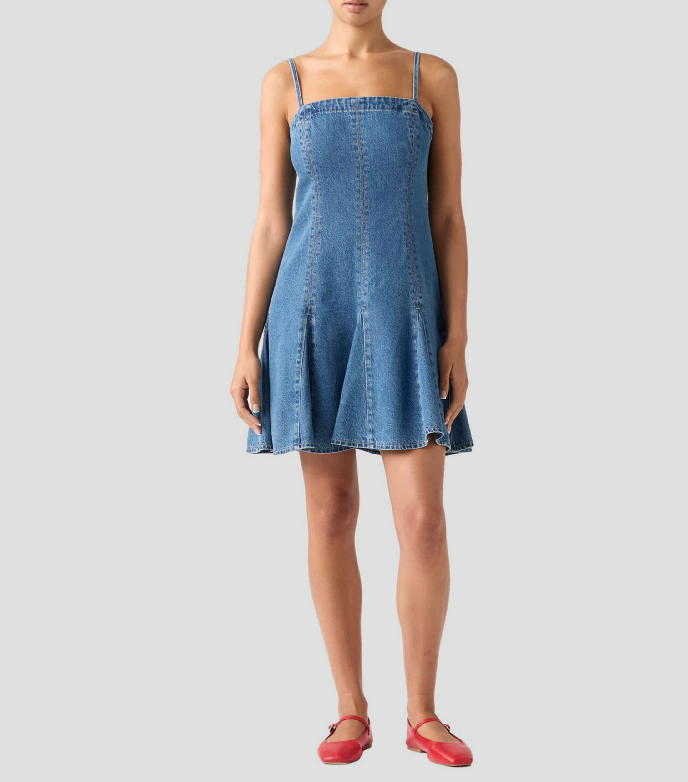 Vestido corto liso Mujer