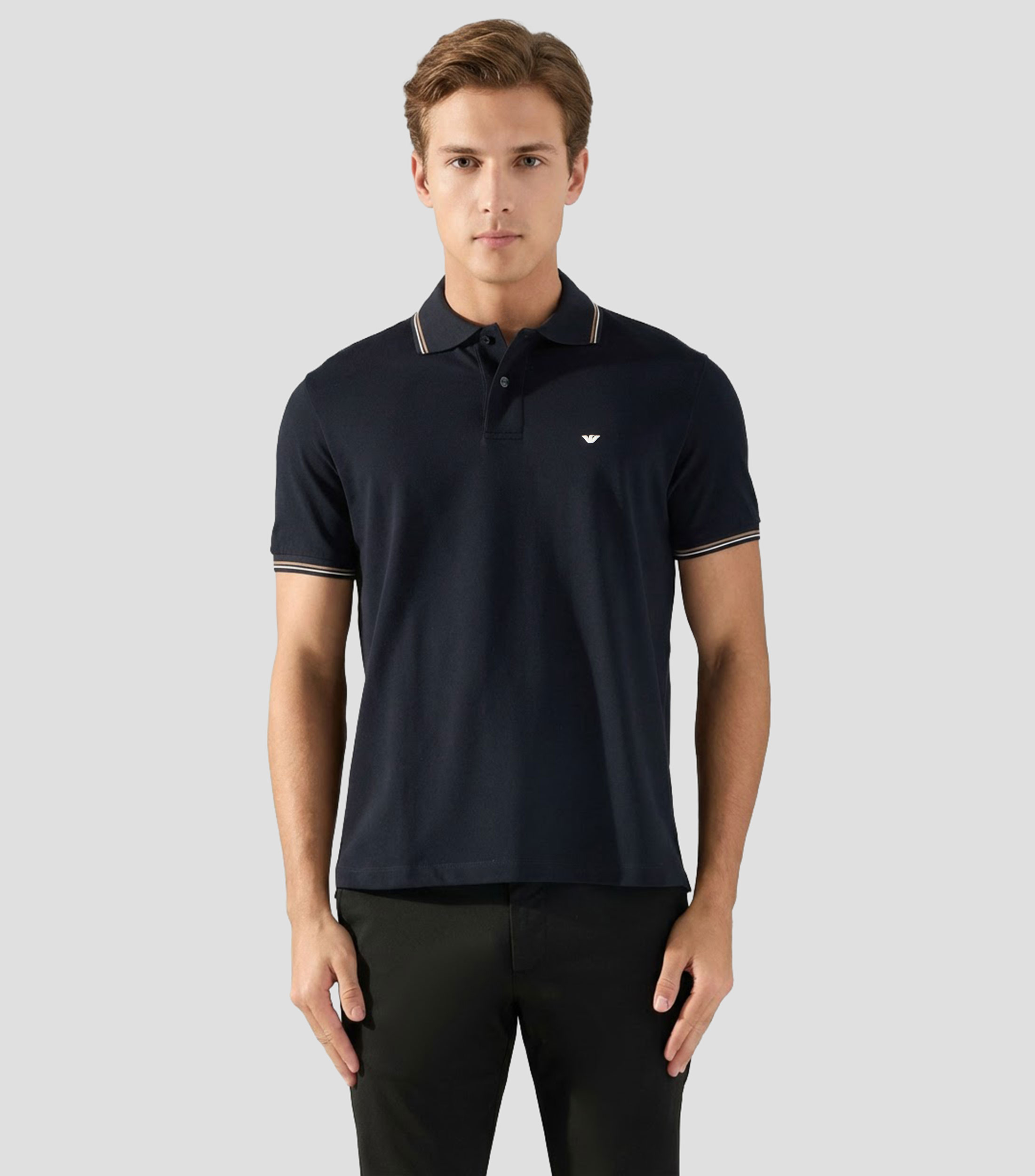 Playera tipo polo con manga corta lisa Hombre