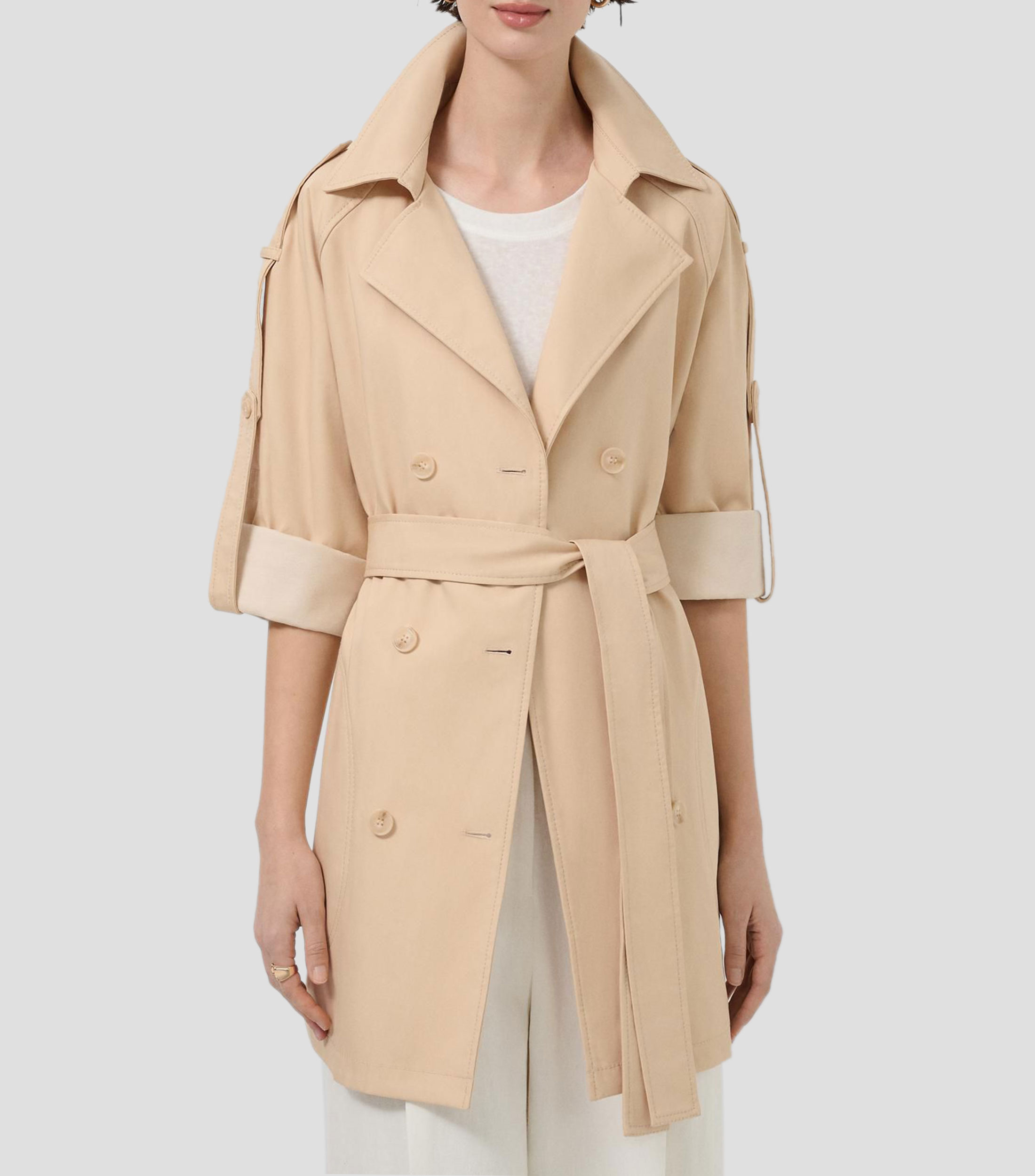 Gabardina larga con botones Mujer