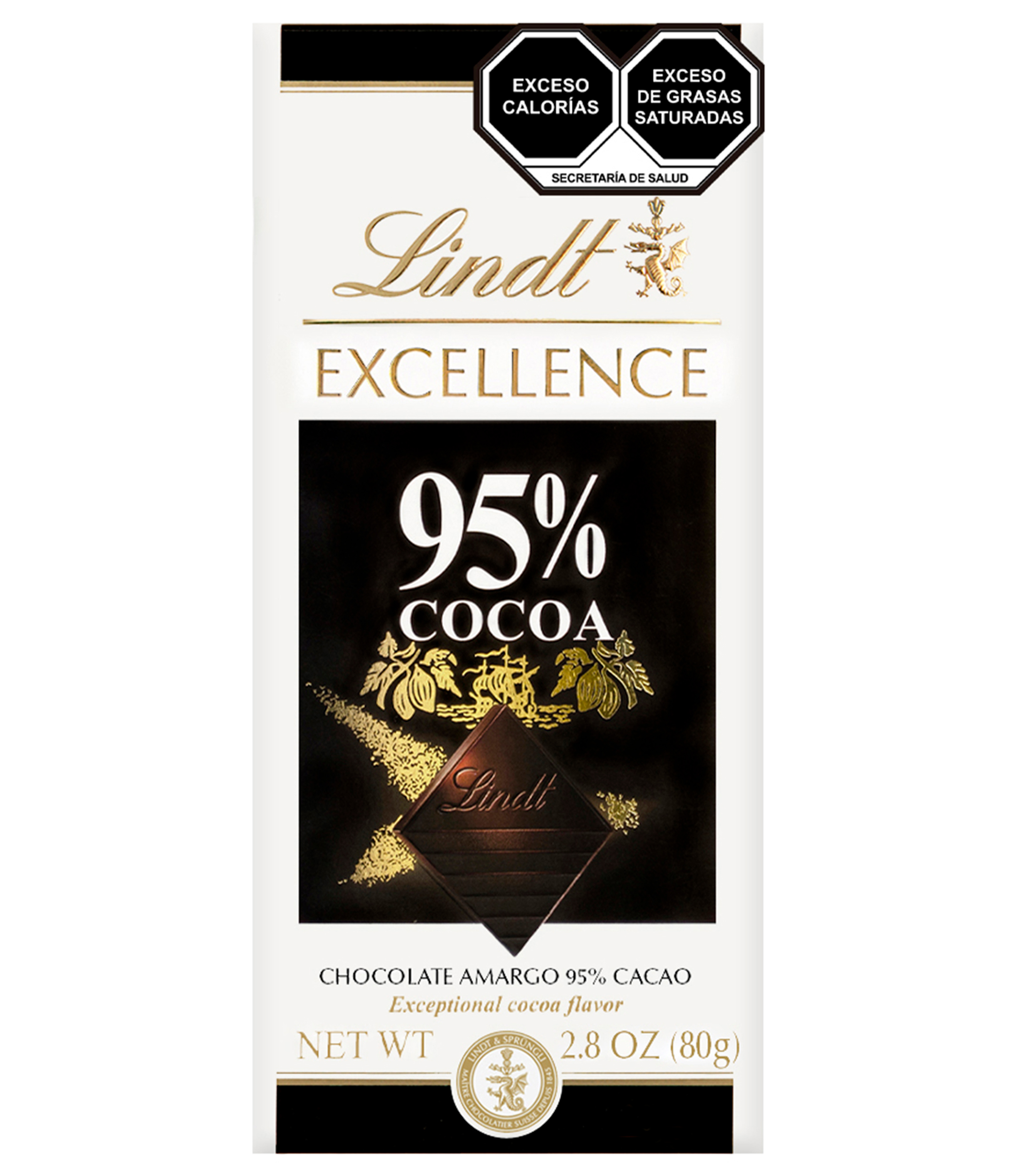 Lindt Barra de chocolate amargo Excellence 95 Cacao, 80 gr El