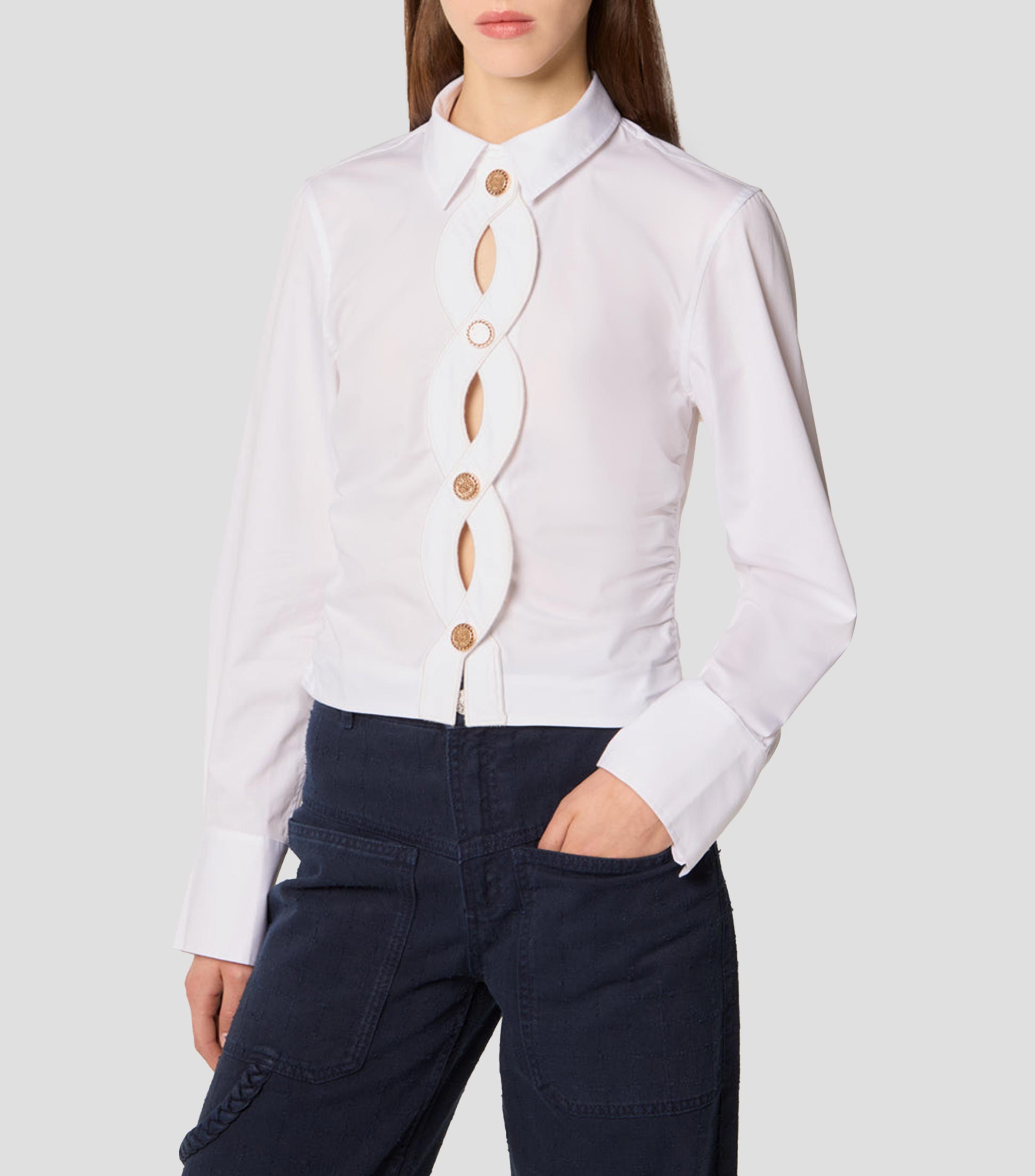 Blusa lisa manga larga Mujer